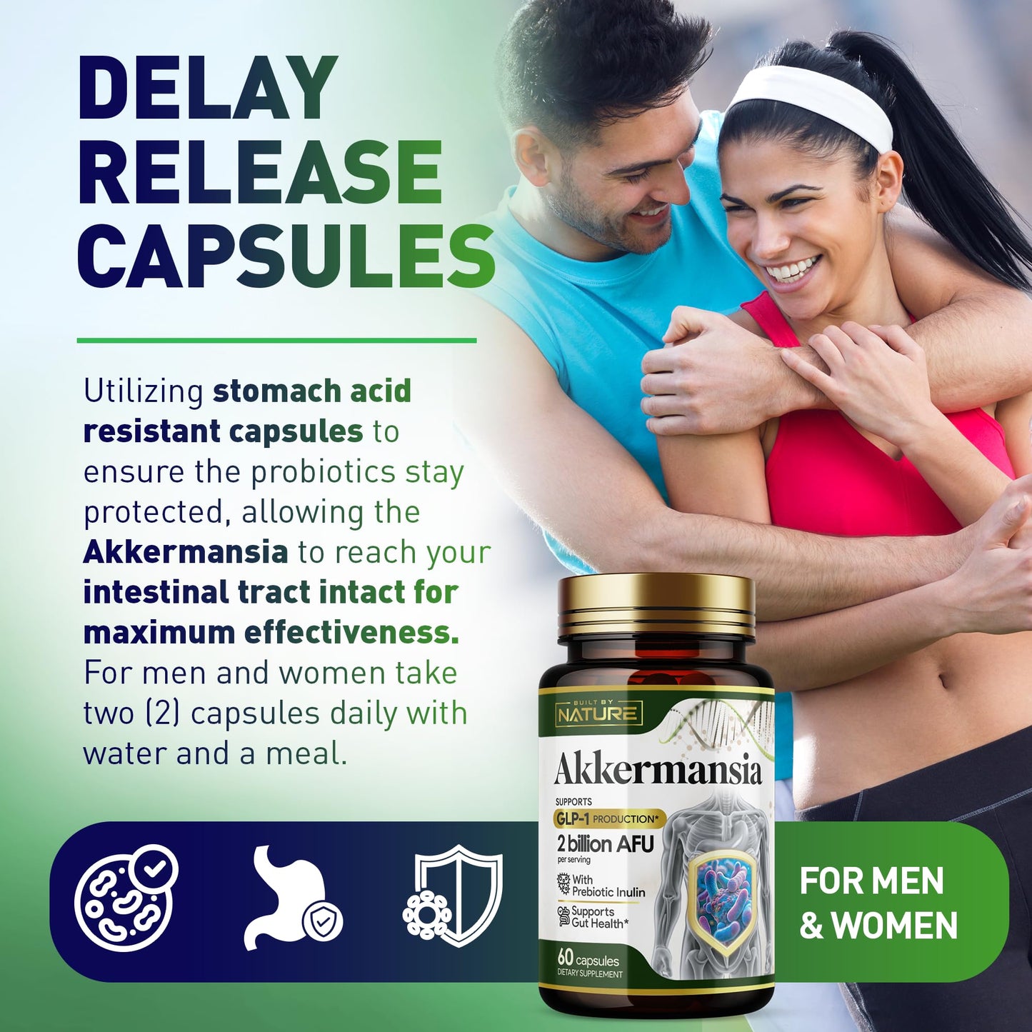 Built by Nature Akkermansia Muciniphila Probiotic Capsules, 120