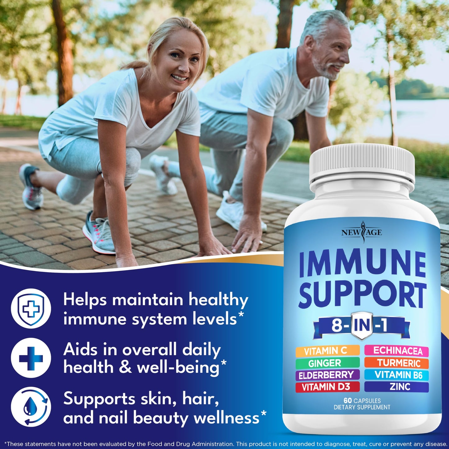 NEW AGE 8 in 1 Immune Support Booster Capsule 120 Count
