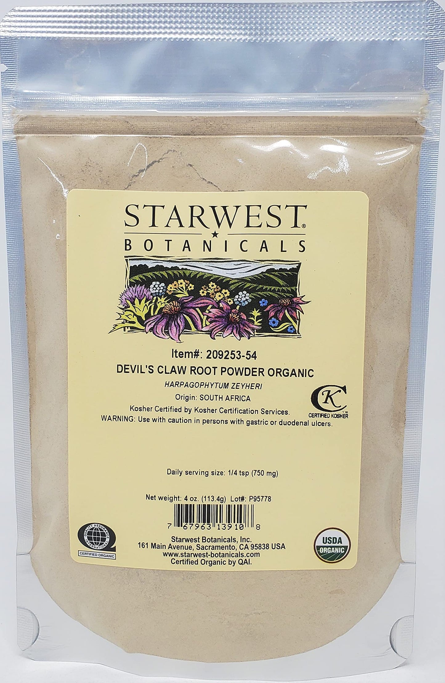 Starwest Botanicals Devil's Claw Root Powder Organic 4 oz