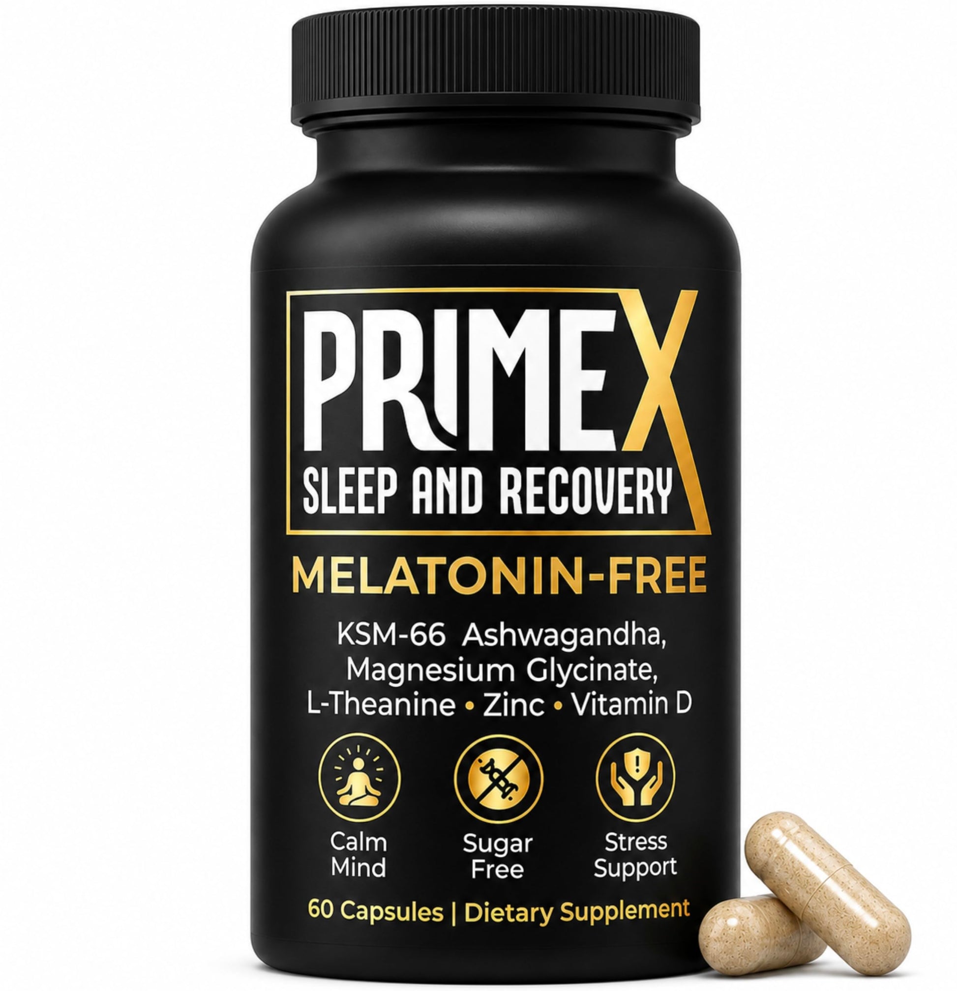 PrimeX Sleep and Recovery Sleep Aid Without Melatonin Capsules, 60 Capsules