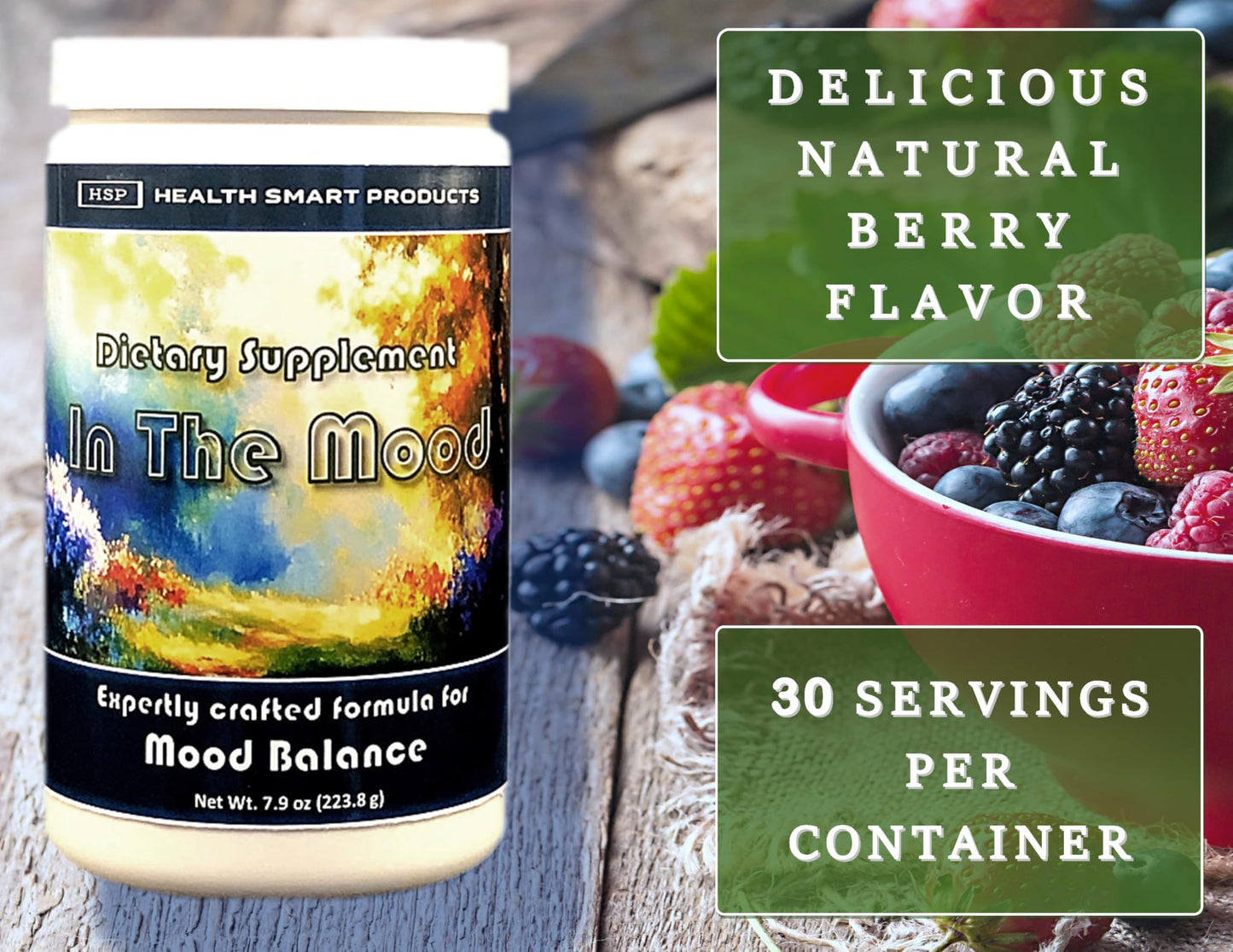 HEALTH SMART PRODUCTS In The Mood Magnesium Glycinate, Ashwagandha, Glycine, L-Theanine, GABA Powder 7.9 Ounces