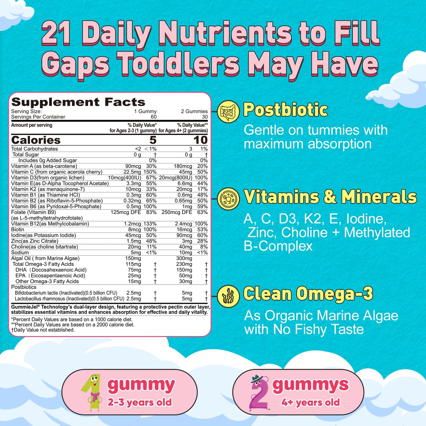 EnvyCure Organic Toddler Multivitamin Gummies, 60 Count