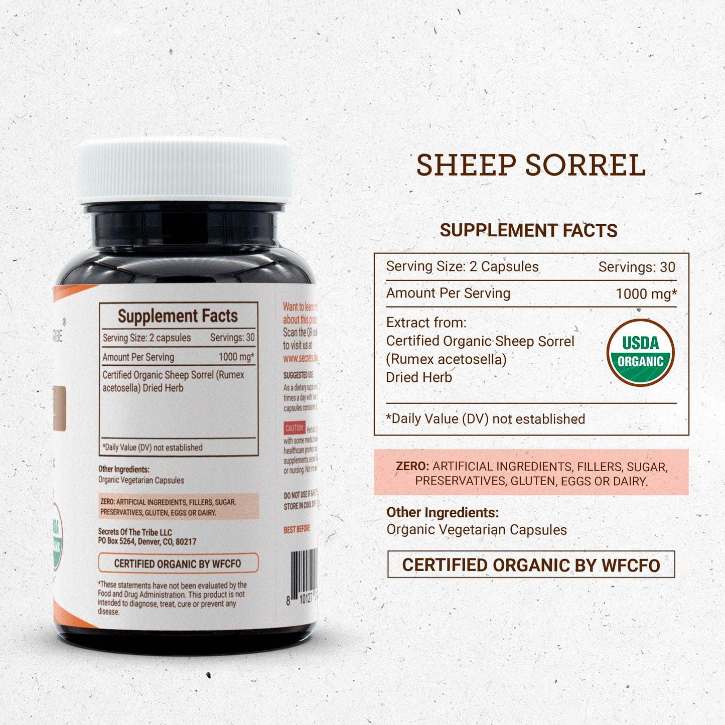 Secrets of the Tribe Sheep Sorrel USDA Organic 60 Capsules