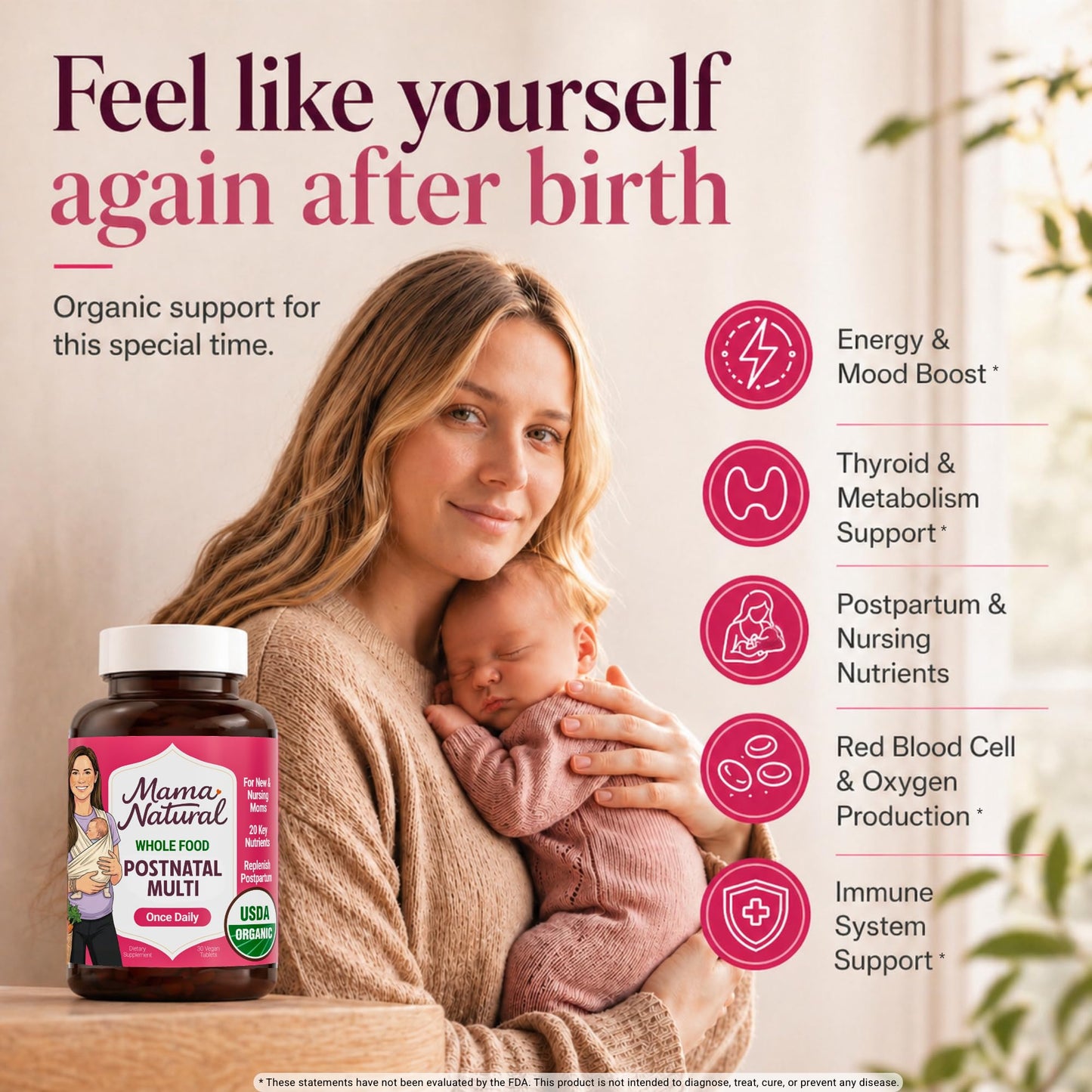 Mama Natural Organic Postnatal Vitamins for Women Capsule 1 Count