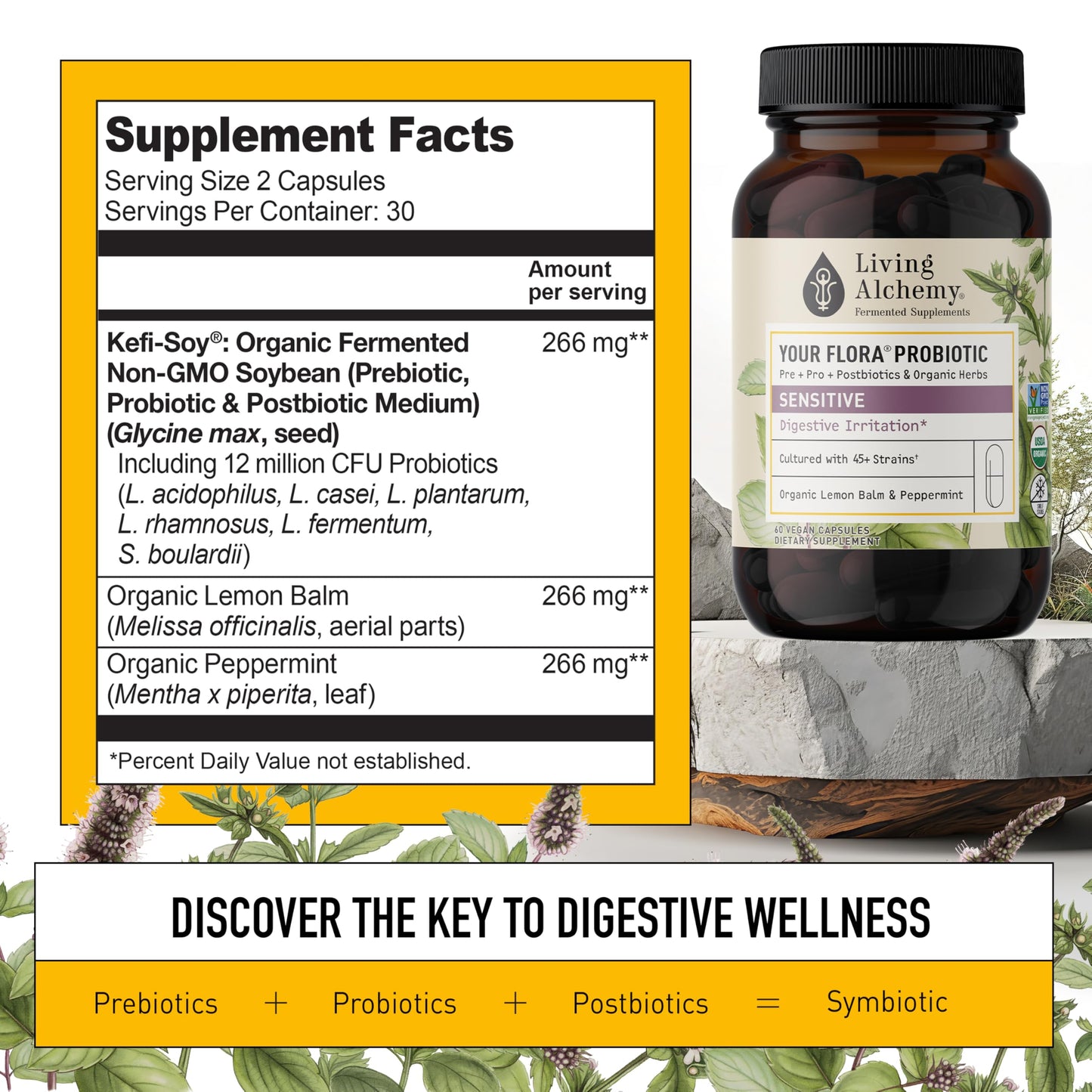 Living Alchemy Your Flora Probiotic Sensitive Capsules, 60 Count