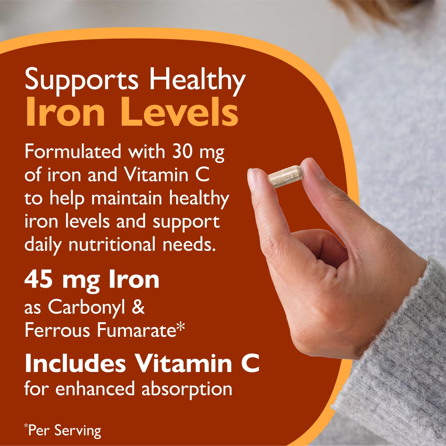 Celebrate Bariatric Supplements Iron Supplement with Vitamin C 45mg Iron, 60mg Vitamin C Capsule, 90 Count