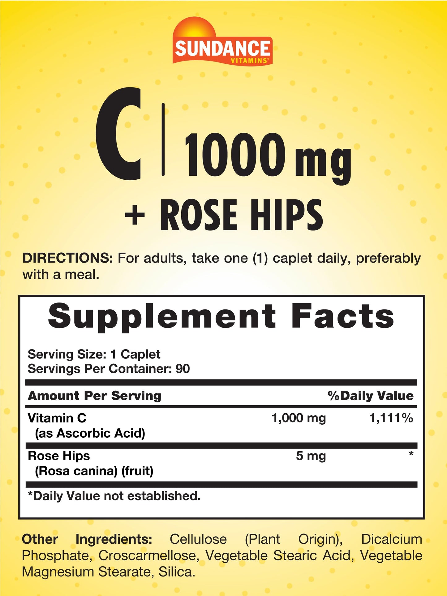 Sundance Vitamin C 1000mg with Rose Hips Caplets 90 Count