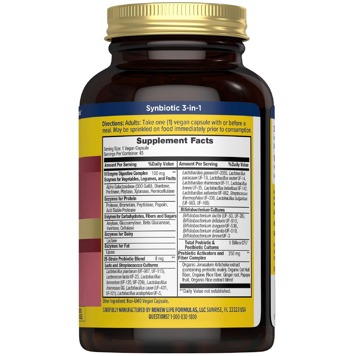 Renew Life Ultimate Flora Digestive Enzymes with Probiotics and Prebiotics Capsules 45
