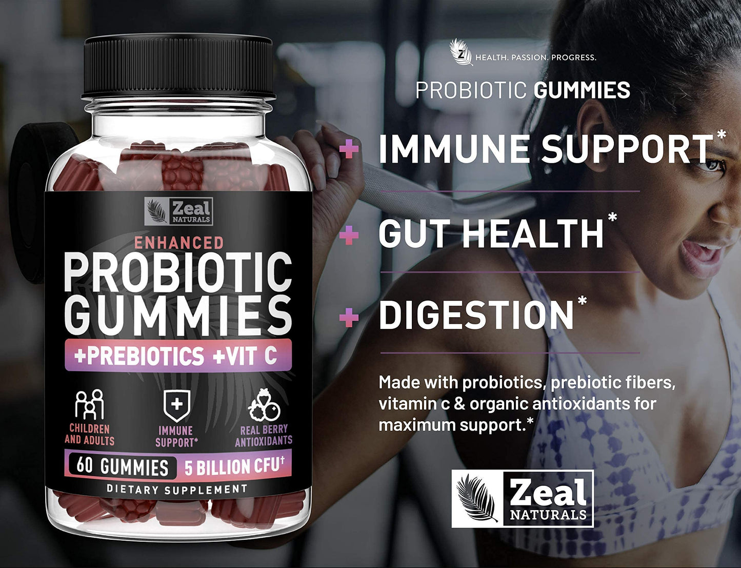 Zeal Naturals Probiotic Gummies for Adults and Kids Gummy 60 Count