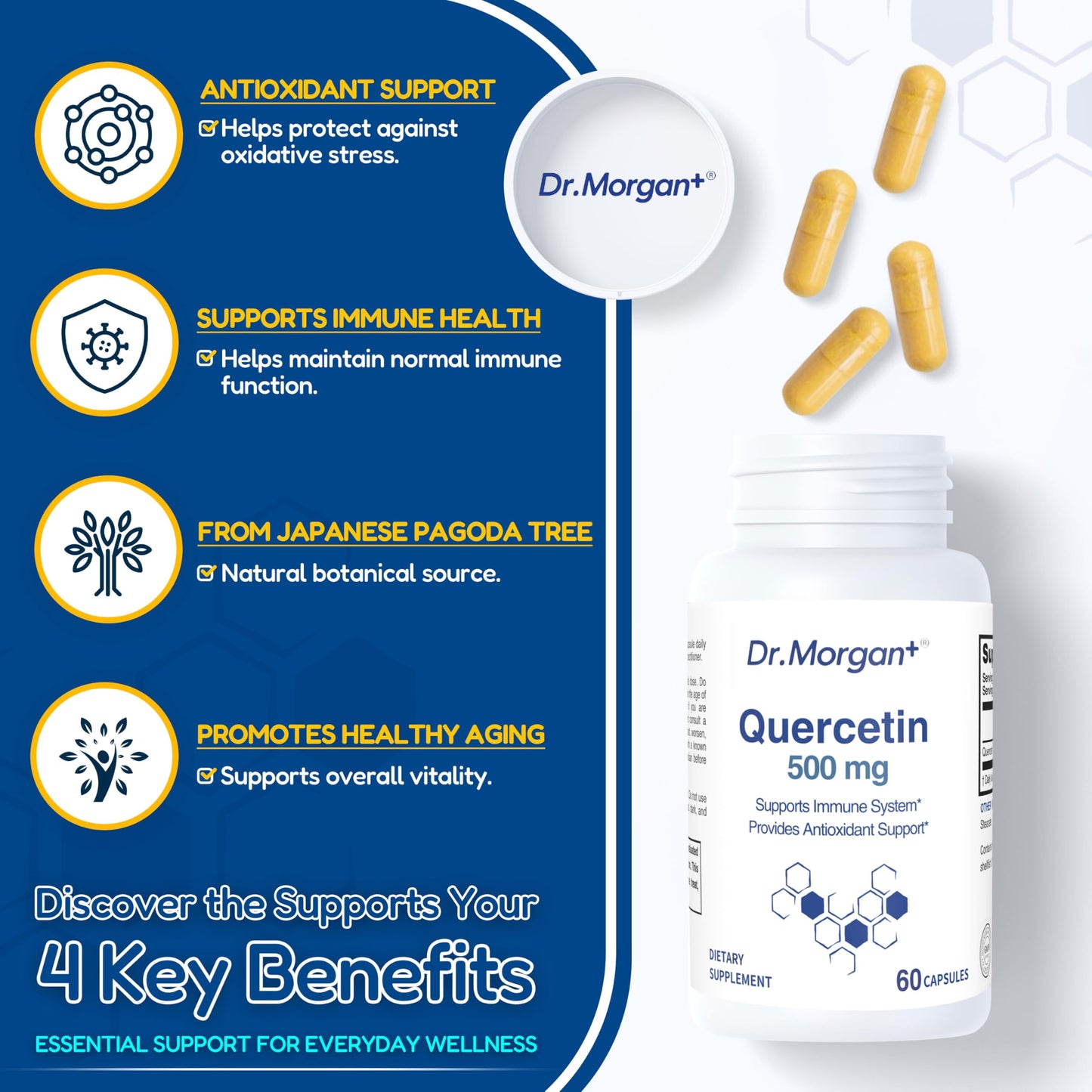 DR.MORGAN Quercetin 500mg Capsules, 60 Count