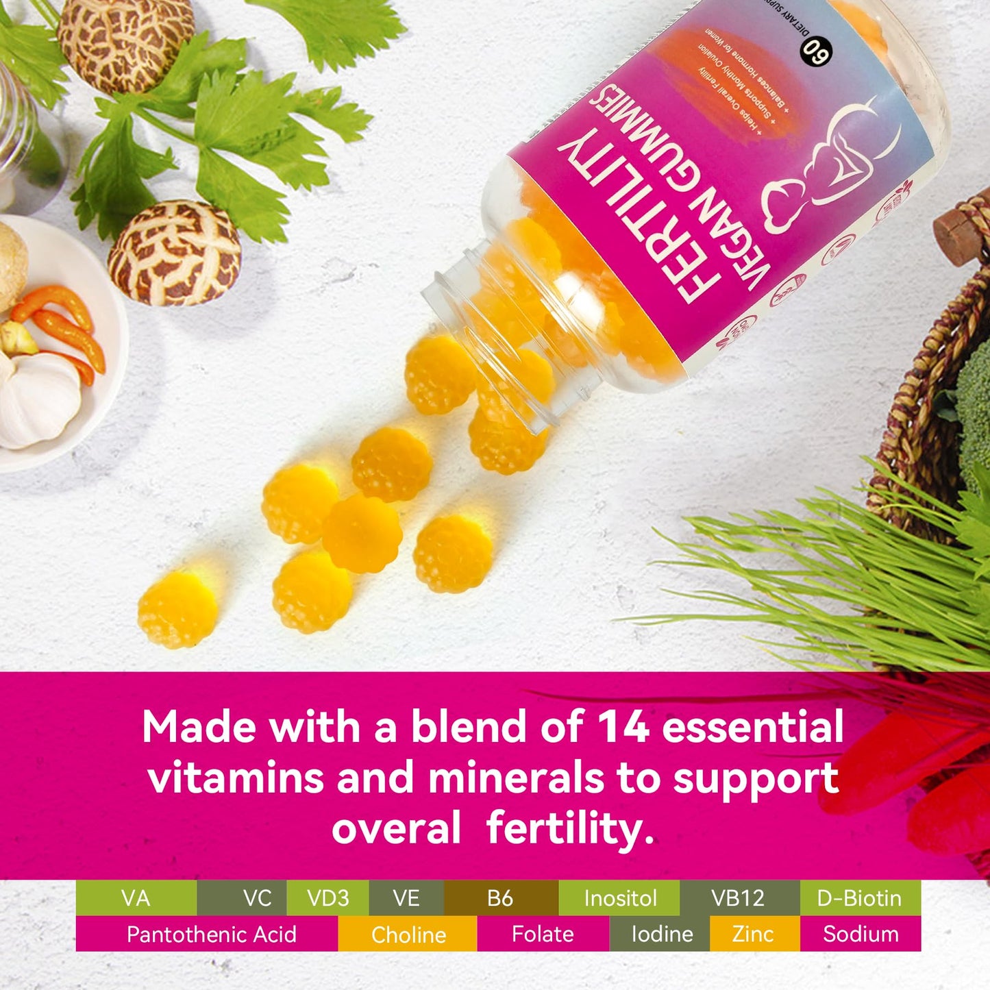 Aromlife Fertility Gummies for Women Ovulation & Period Cycle with Myo-Inositol & Inositol, Folate, 60 Count