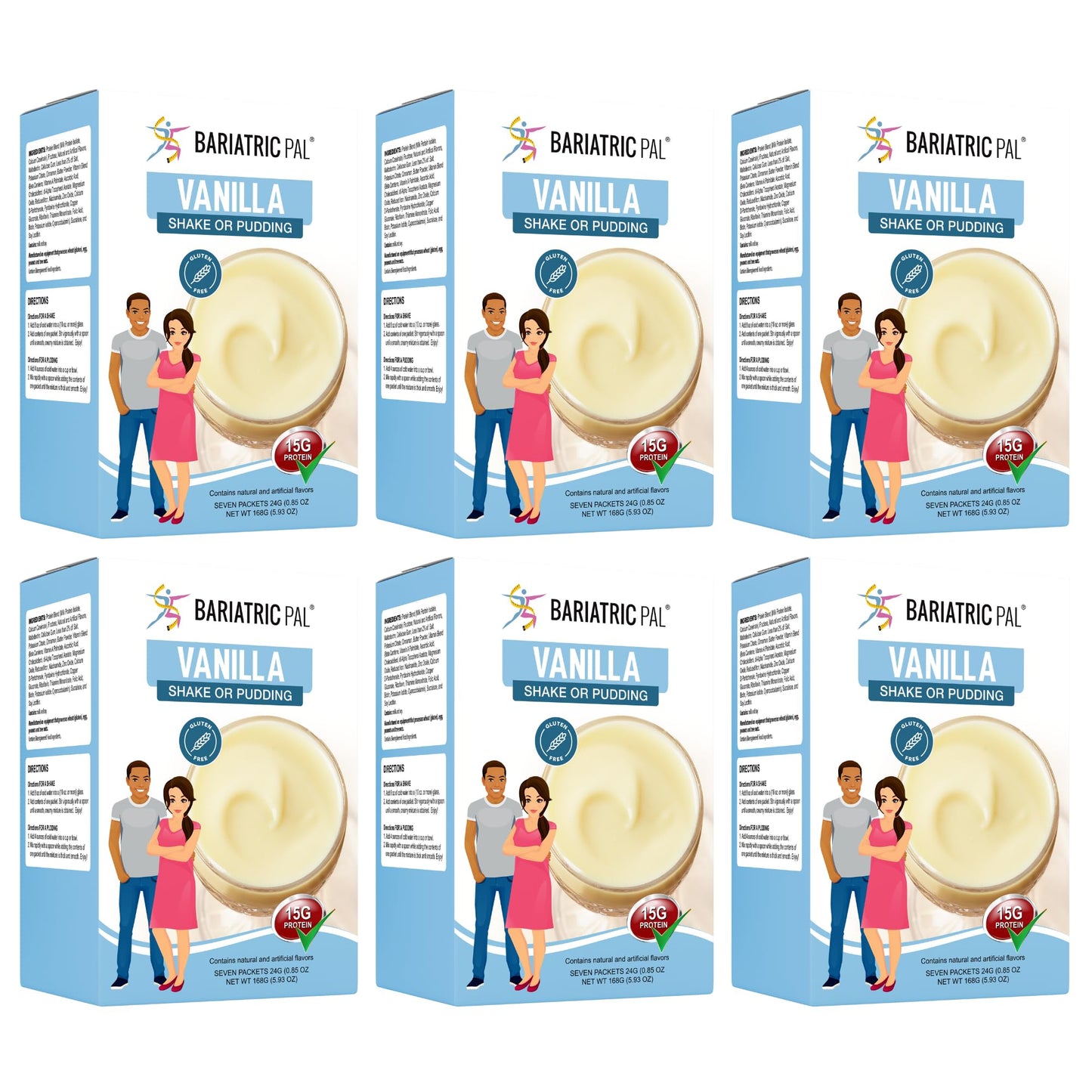BariatricPal Protein Shake or Pudding - Vanilla Powder, 6-Pack