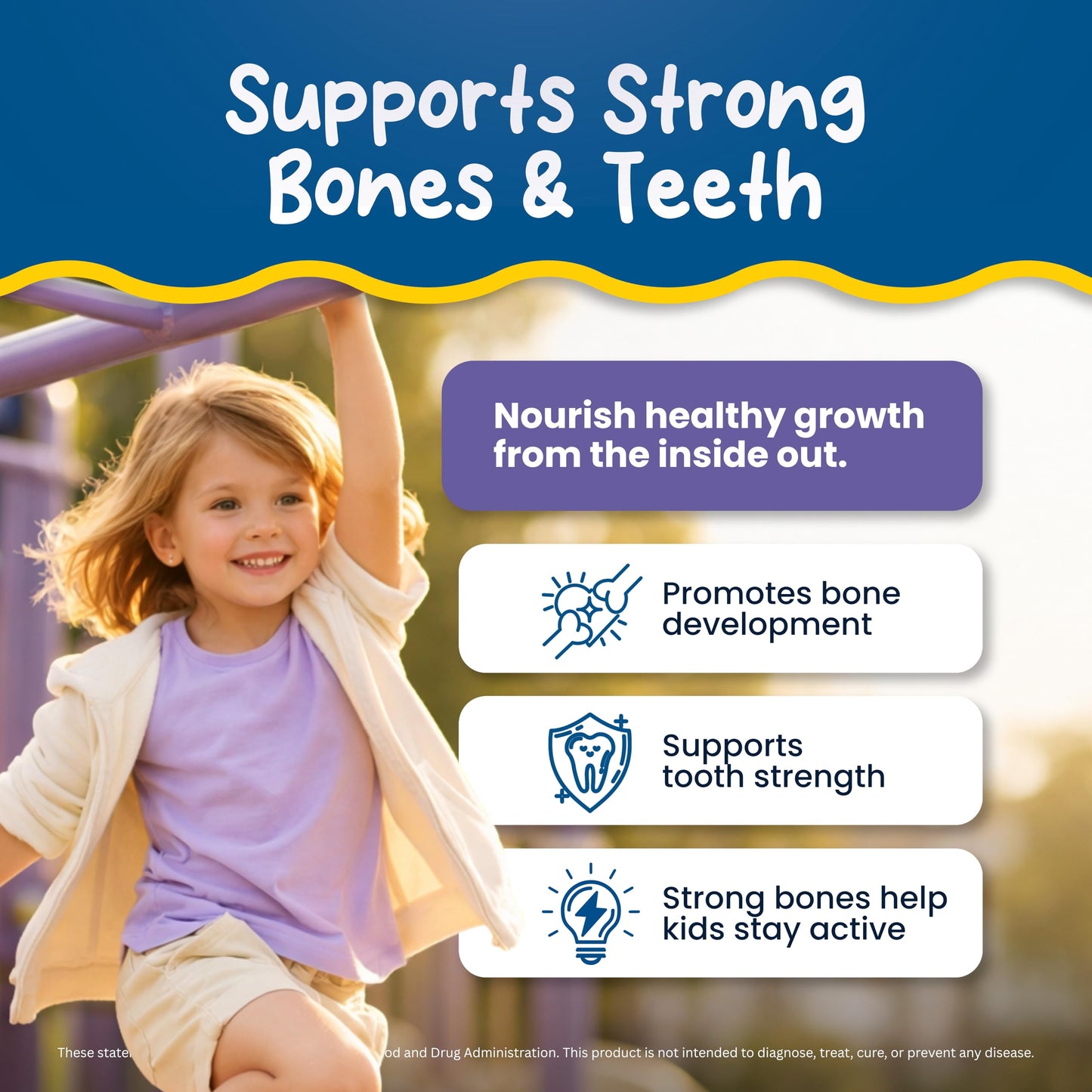 KIDS SMART Strong Bones Calcium + D3 Gummy, Bone & Teeth Support, Kids 3+, 30 Count