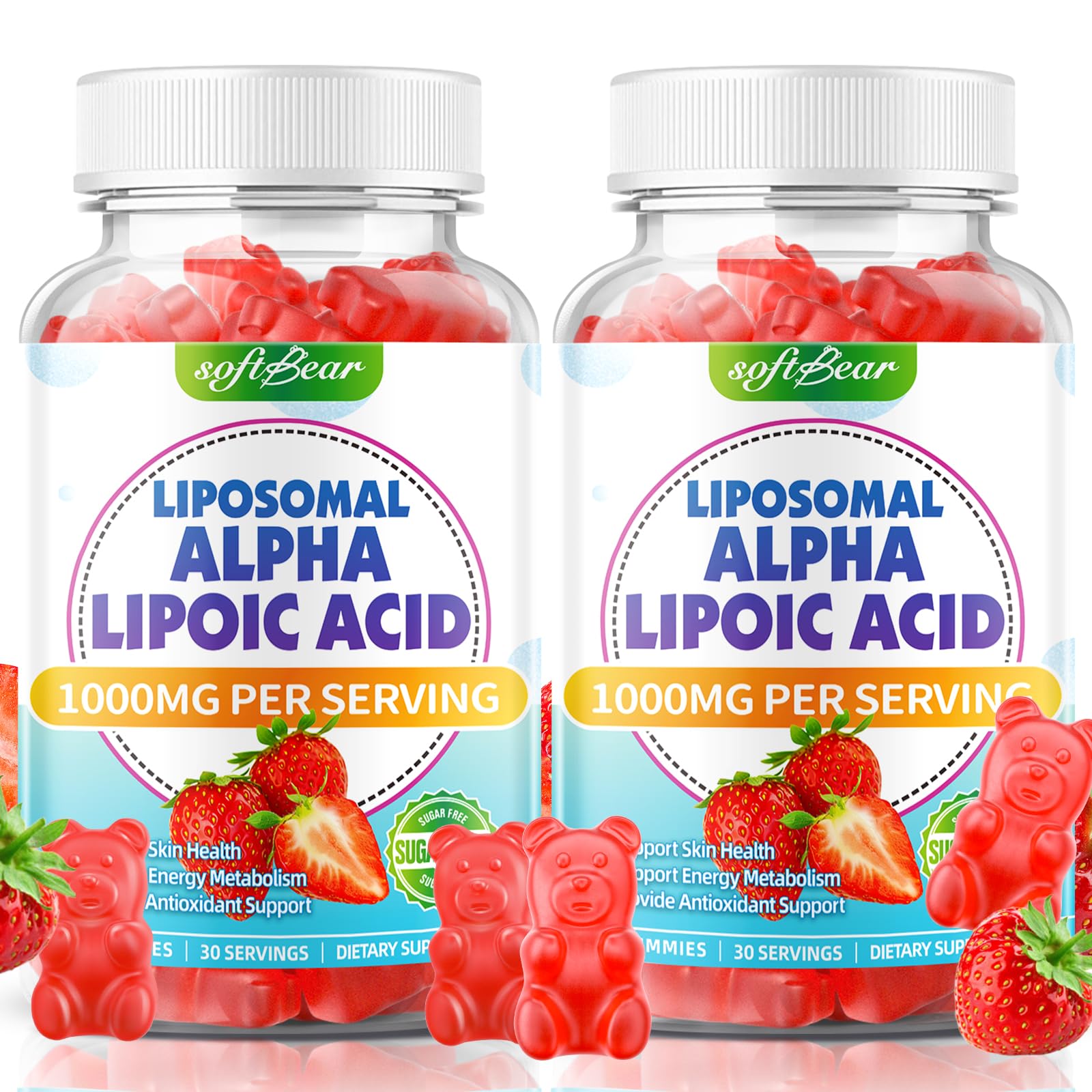 softbear Liposomal Alpha Lipoic Acid Gummies 1000mg, Alpha Lipoic Acid Nutritional Supplements for Nerve Health & Antioxidant Support, 120 Count