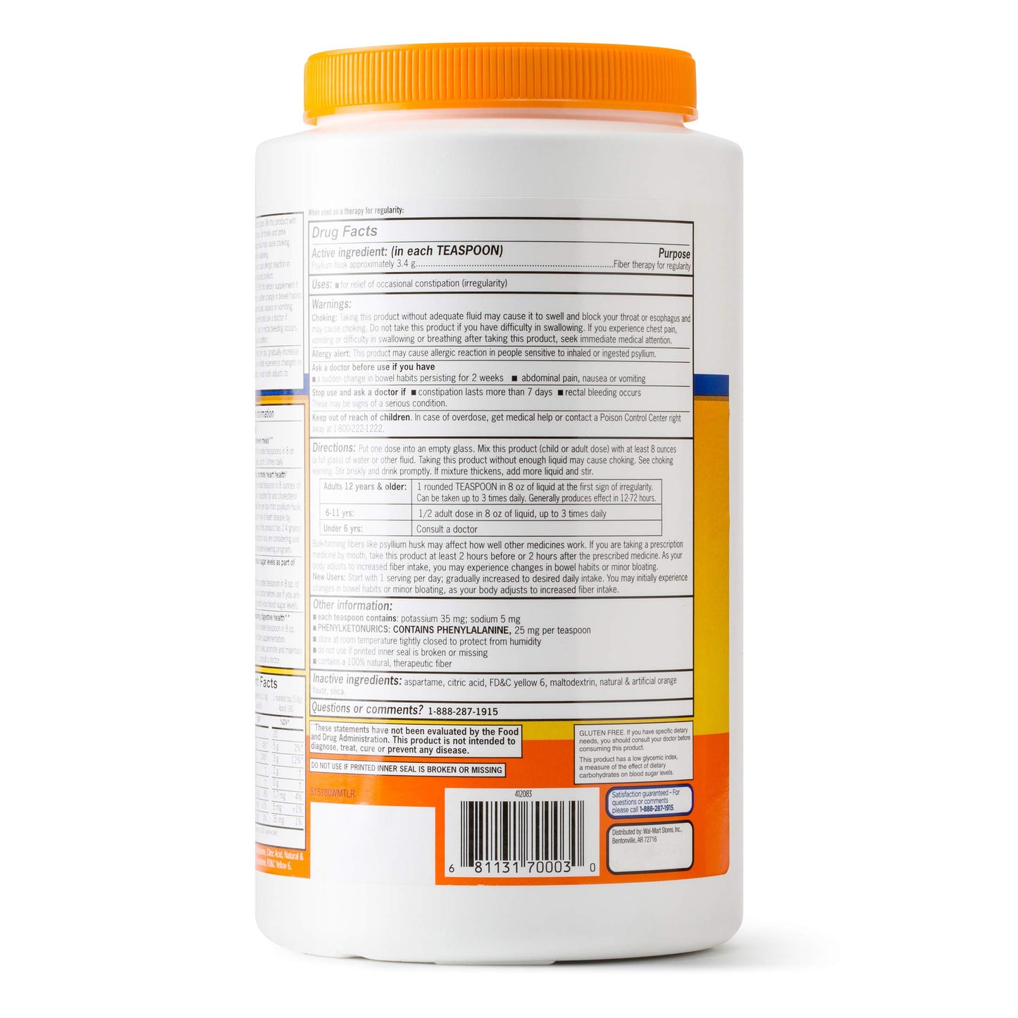 Equate Fiber Therapy Powder 36.8 oz, 180 Servings