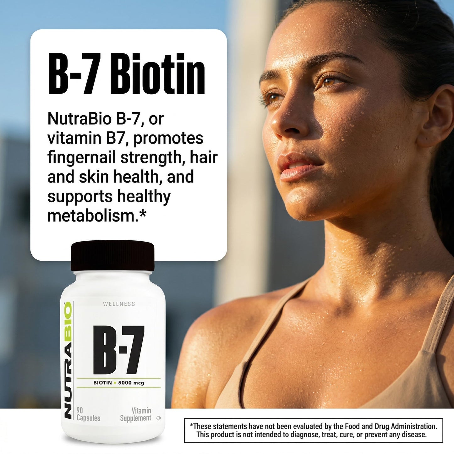 NutraBio Biotin (Vitamin B-7) Supplement Capsule, 1 Count