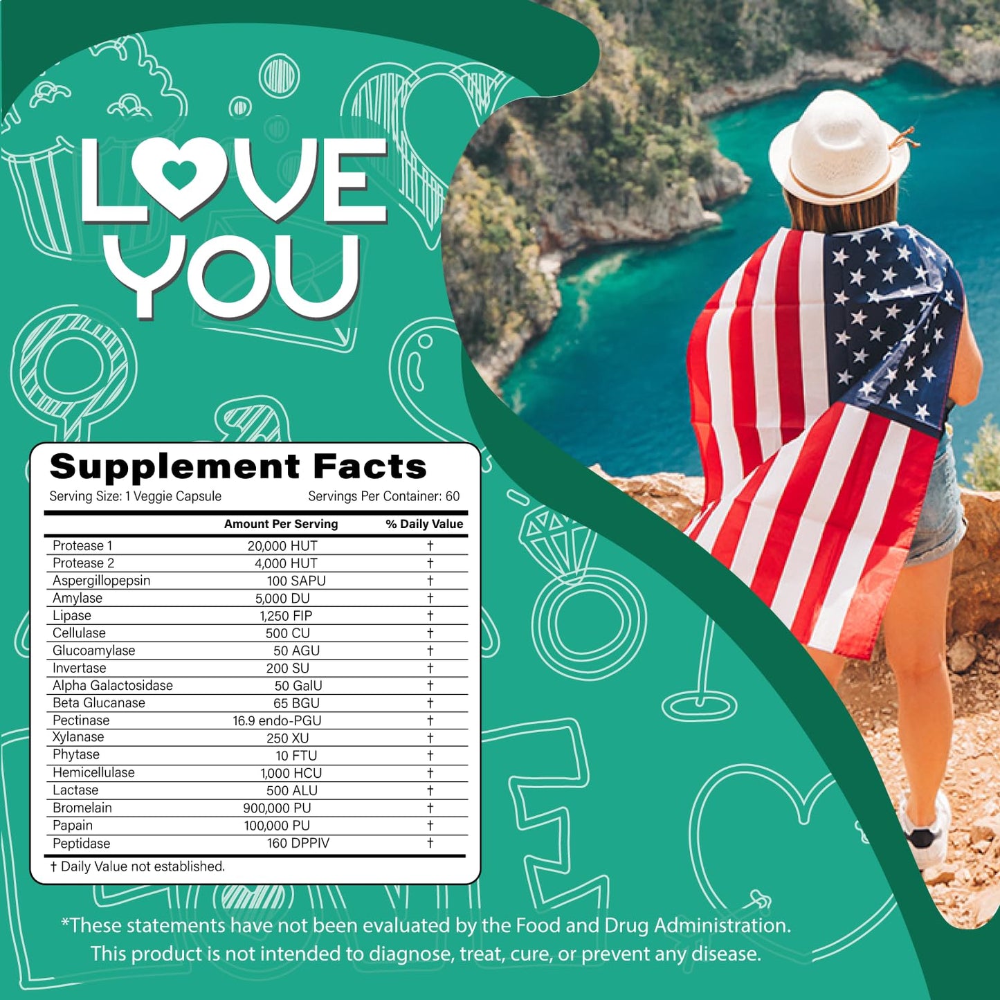 Love You 18 Enzyme Complex Veggie Caps 60
