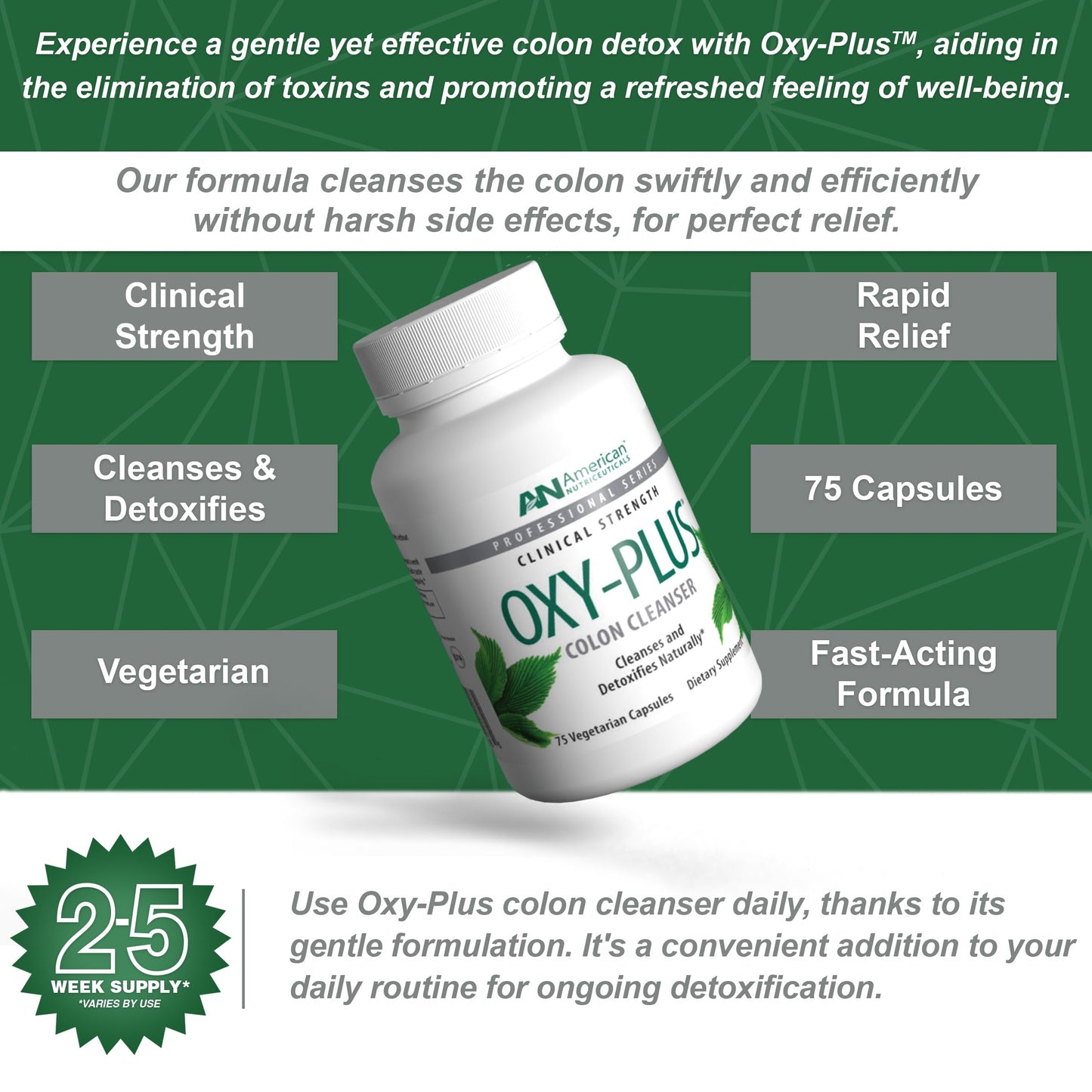 American Nutriceuticals Oxy-Plus Colon Cleanse Detox 75 Capsules