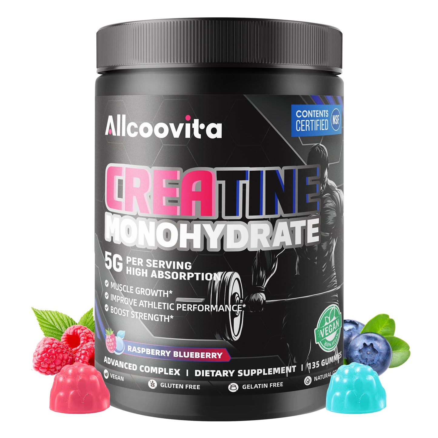 Allcoovita Creatine Monohydrate Gummies 135 ct
