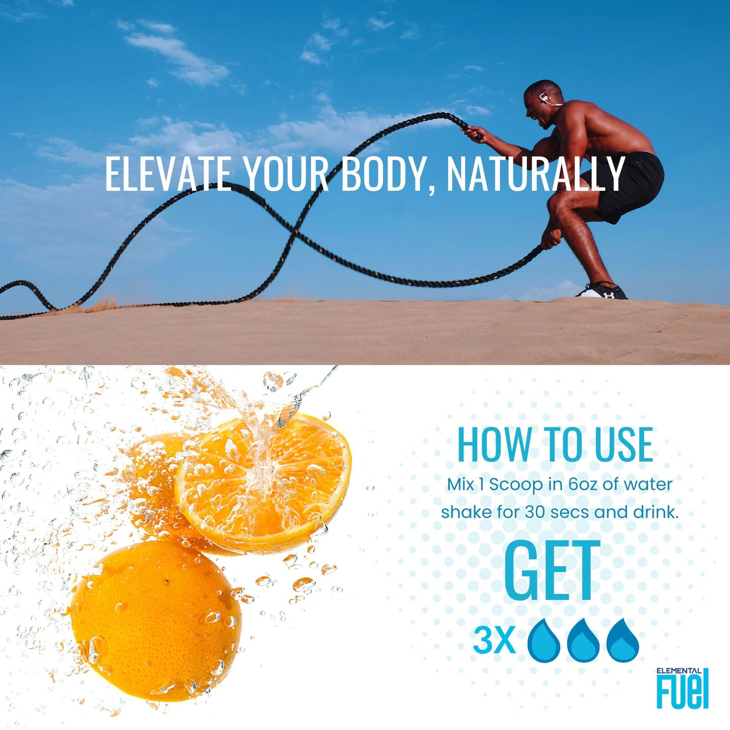 Elemental Fuel Carbonic Orange Zest Hydration & MCT Oil Powder - First-Ever Advanced Electrolyte & MCT Formula, Enhances Hydration, Sustained Energy & Recovery - 31.25 Servings