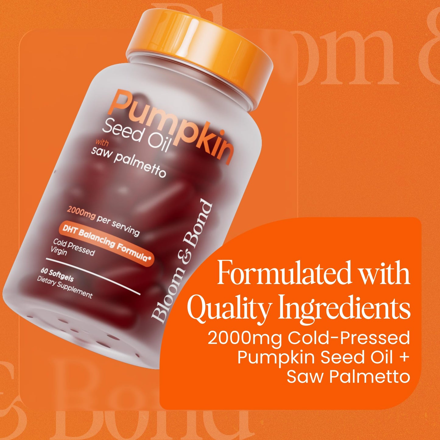 Bloom & Bond Pumpkin Seed Oil with Saw Palmetto for Women Softgels 60 Count