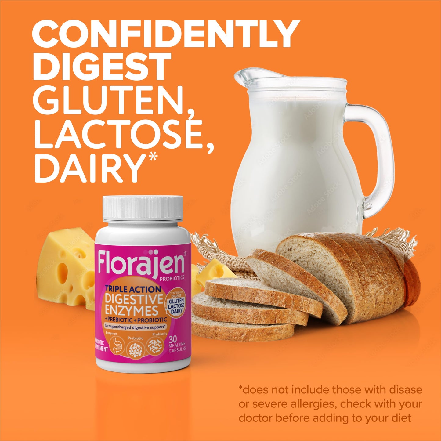 Florajen Digestive Enzymes with Probiotics & Prebiotics 30 Capsules