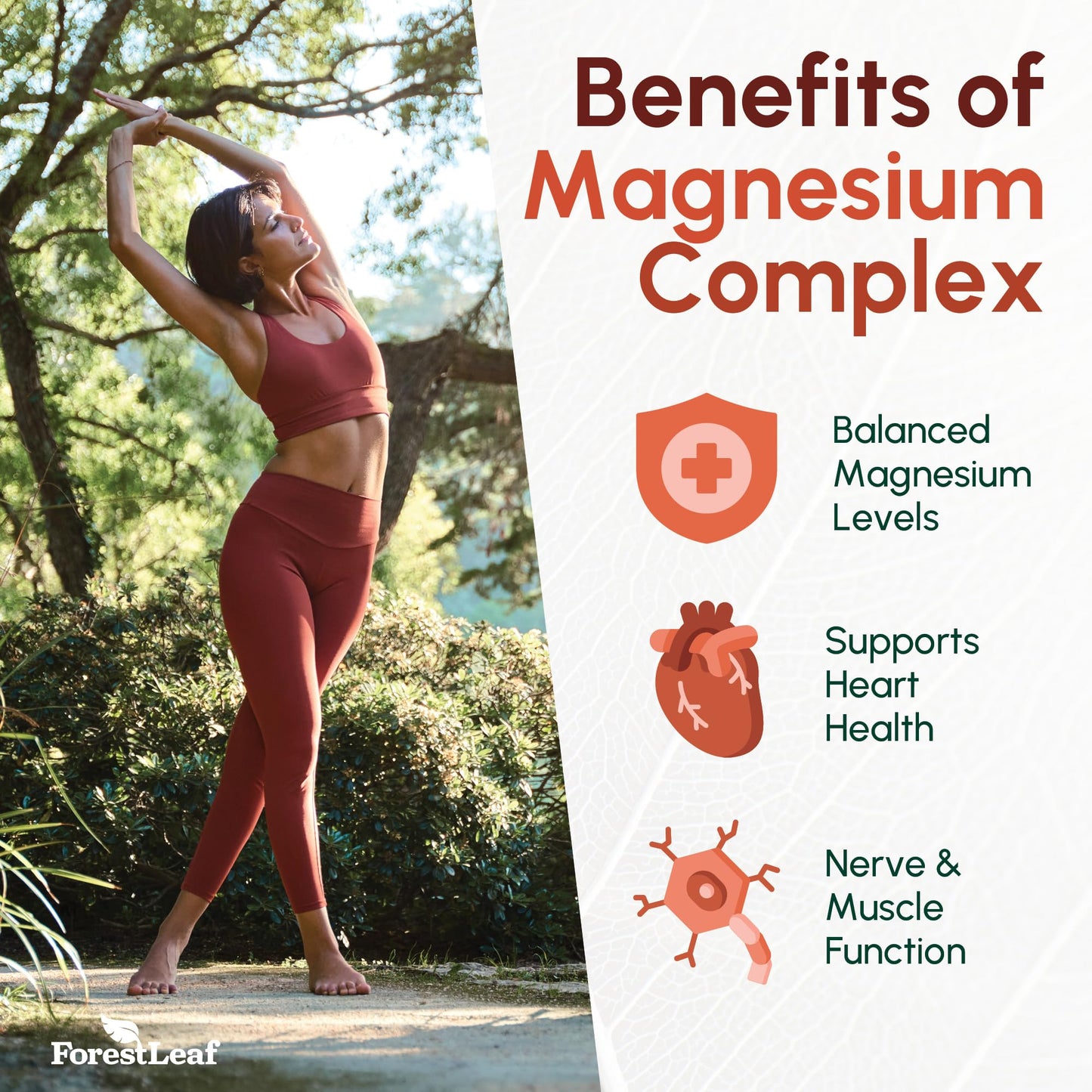 ForestLeaf Magnesium Glycinate 500mg Complex Capsules, 150 Count