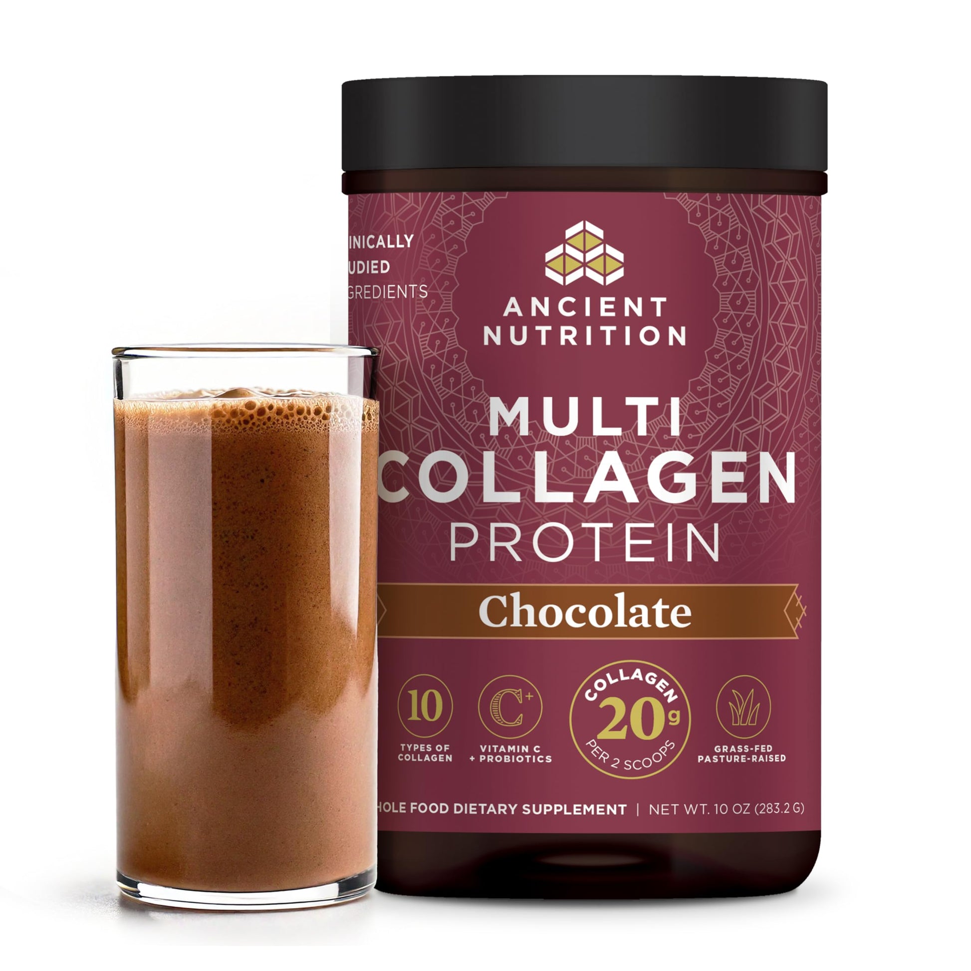 Ancient Nutrition Collagen Peptides Powder, Multi Collagen Protein, Chocolate, 24 Servings, 0.6