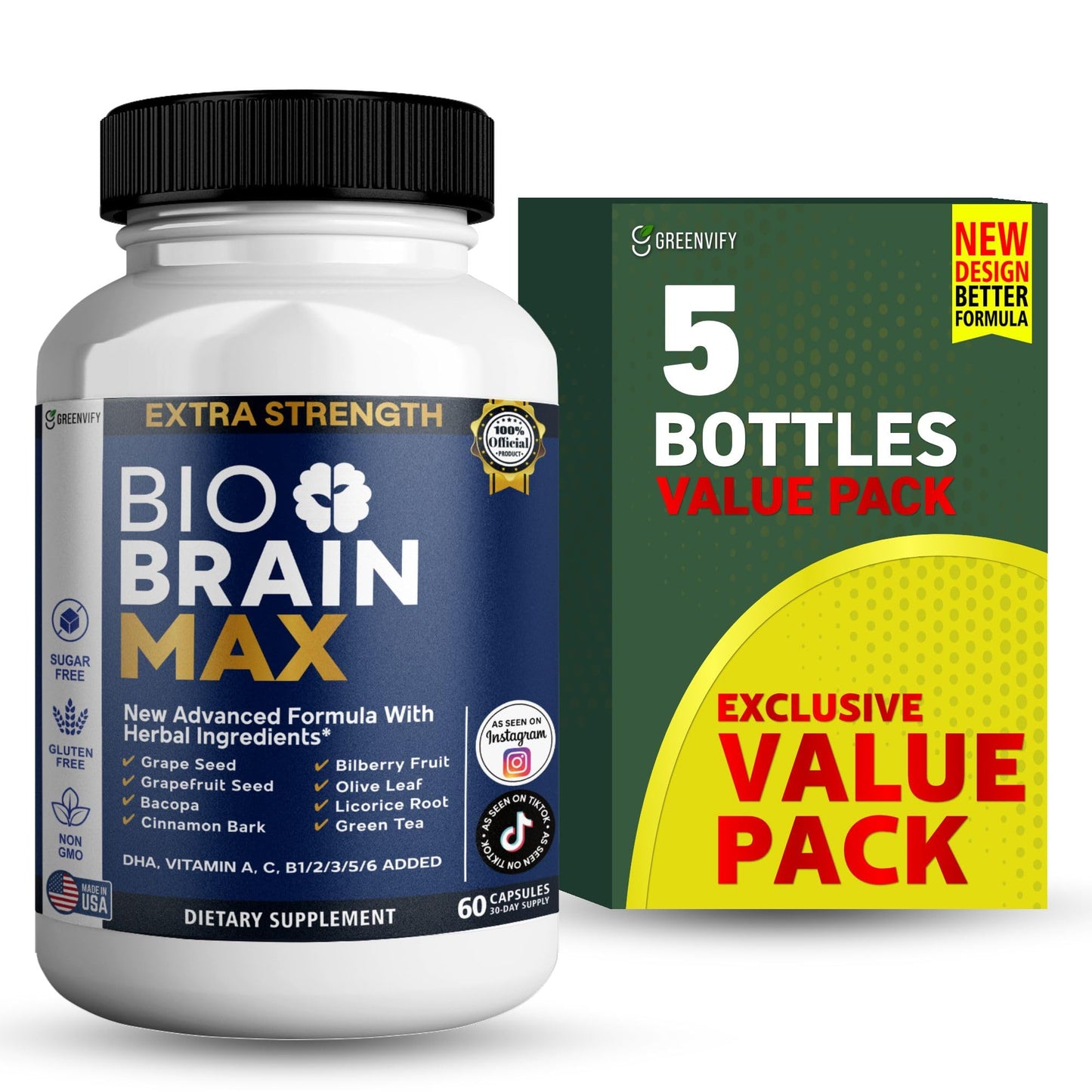 GREENVIFY Bio Brain Max, 60 Capsules