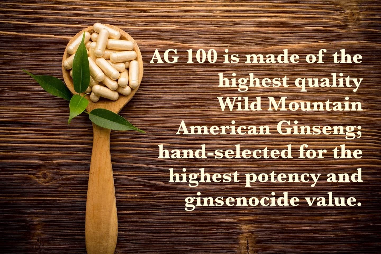 AG 100 100% Pure Wild American Ginseng Capsules, 30 Count