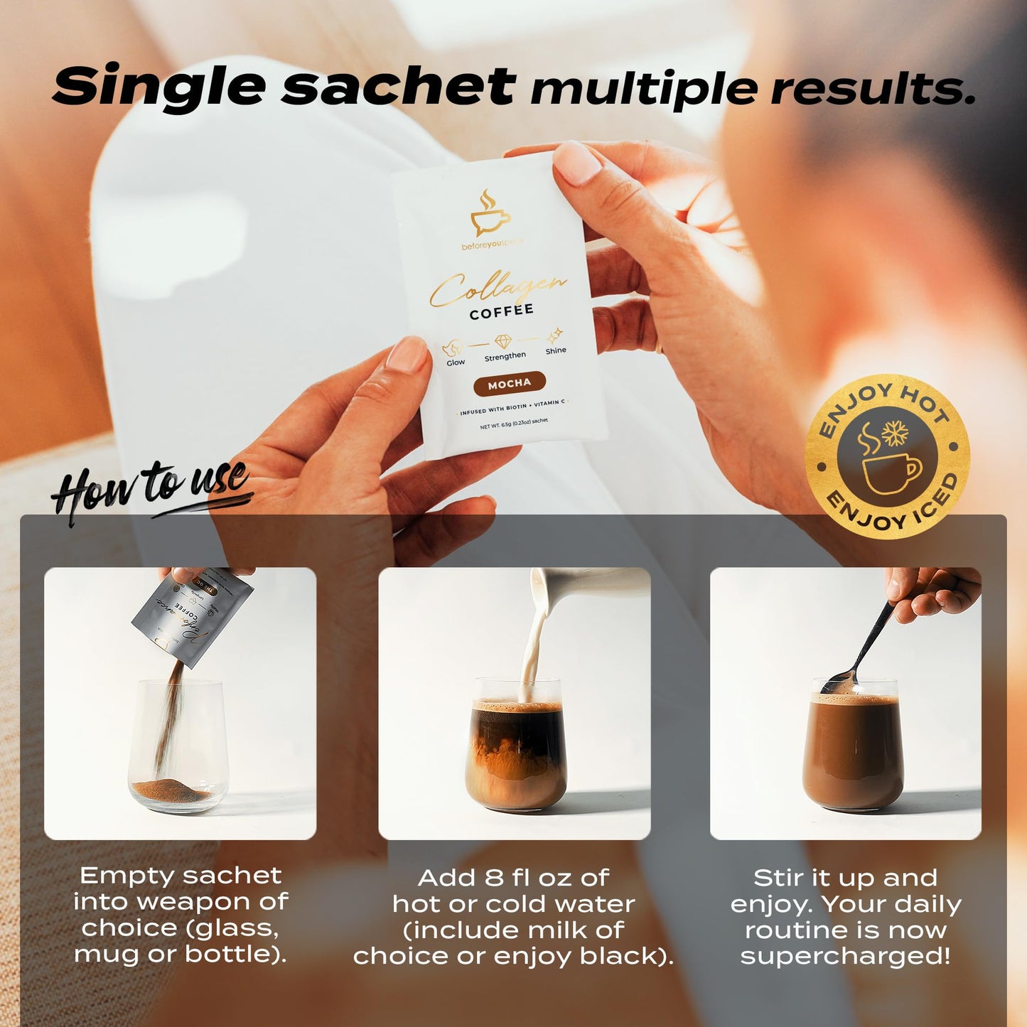 Beforeyouspeak Original Collagen Coffee, Marine Collagen Powder, 1.61