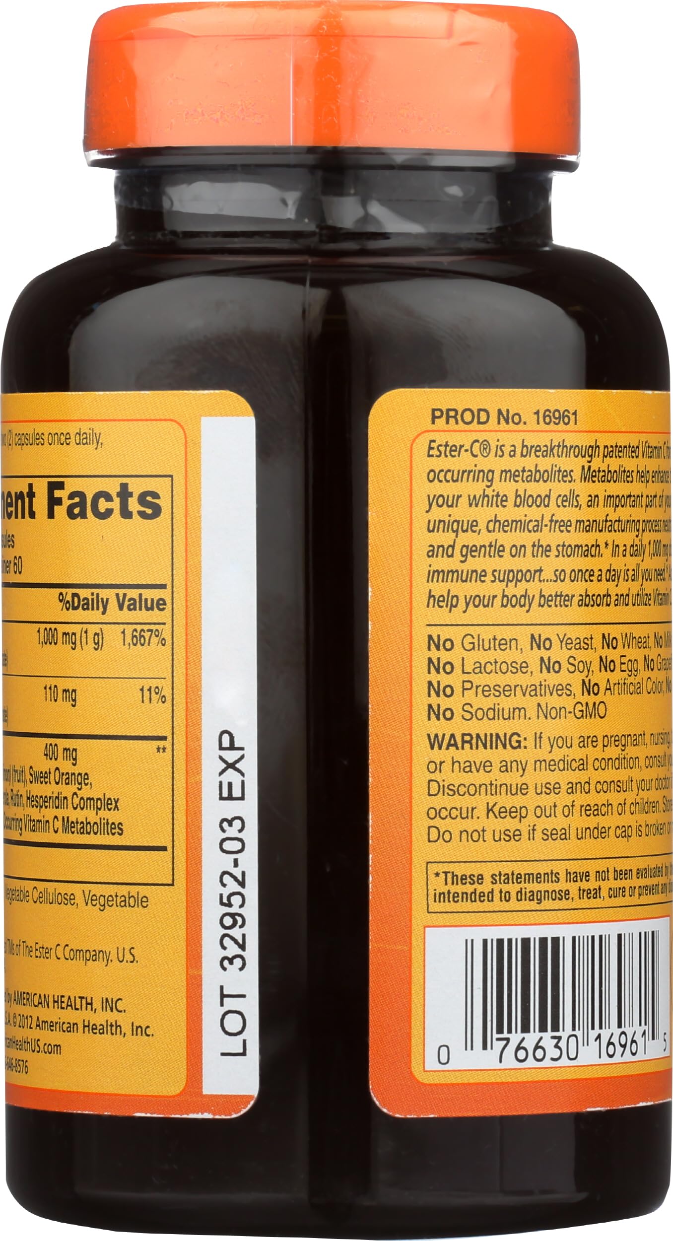 American Health Ester-Vitamin C with Citrus Bioflavonoids 500 mg Capsules, 120 Count