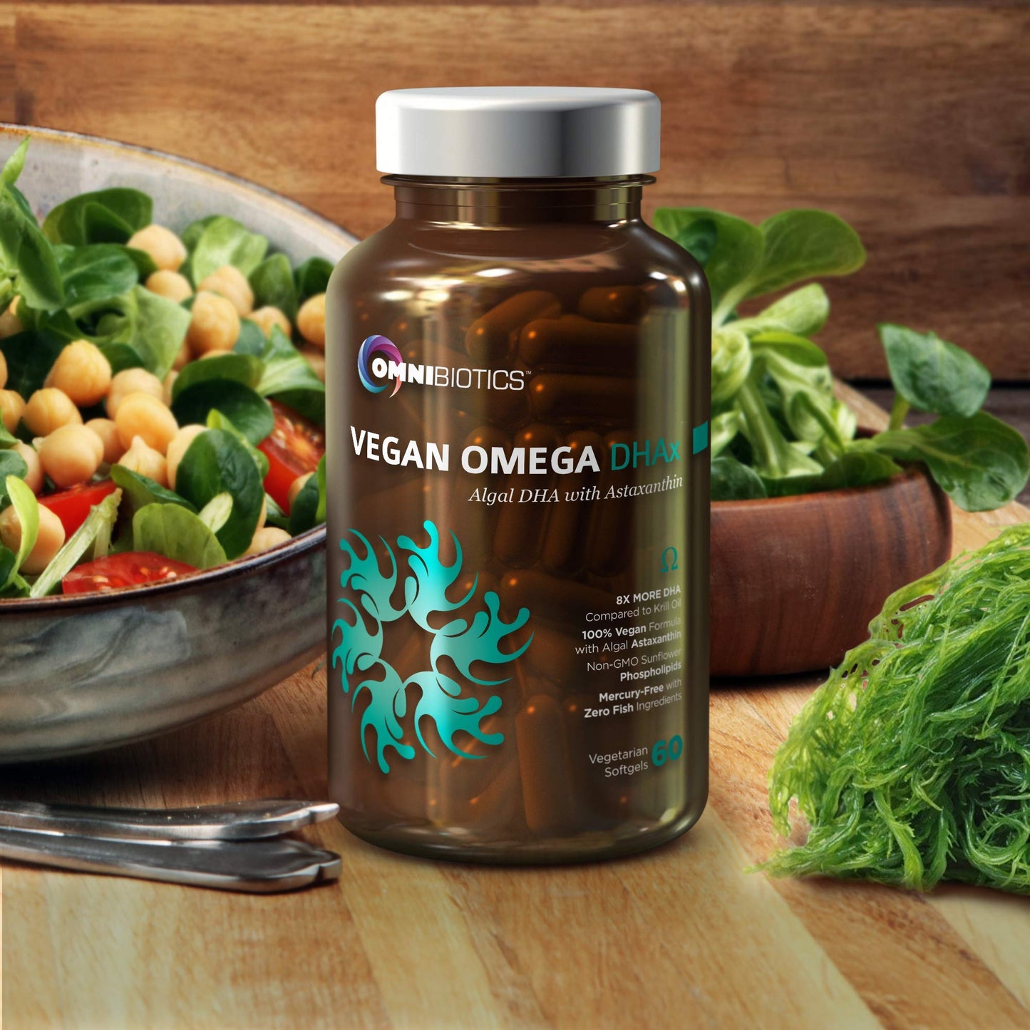 OmniBiotics Vegan Omega-3 DHA EPA Prenatal Supplement, 60 Capsules
