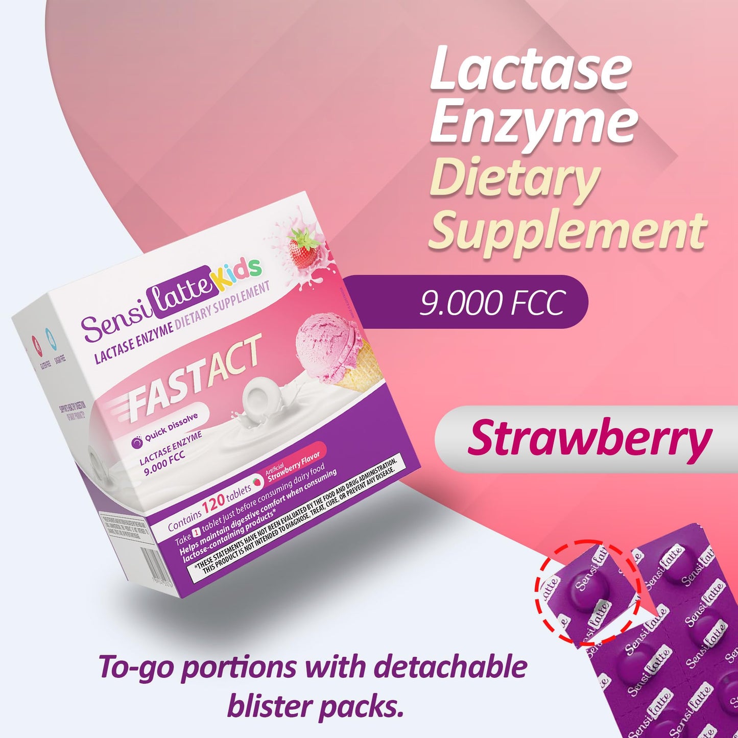 SENSI LATTE Lactase Enzyme 9,000 FCC 120 Tablets