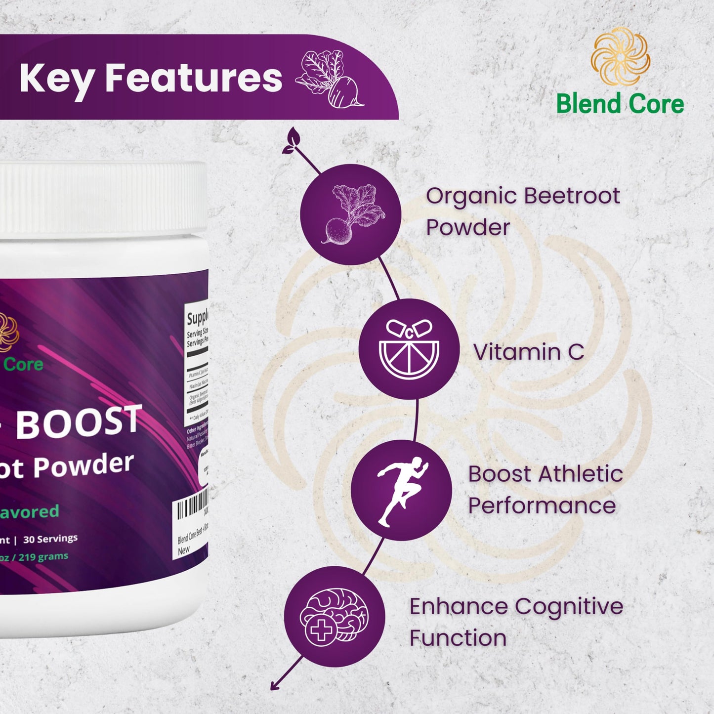 Blend Core Beet + Boost Organic Beet Root Powder, 7.7 oz
