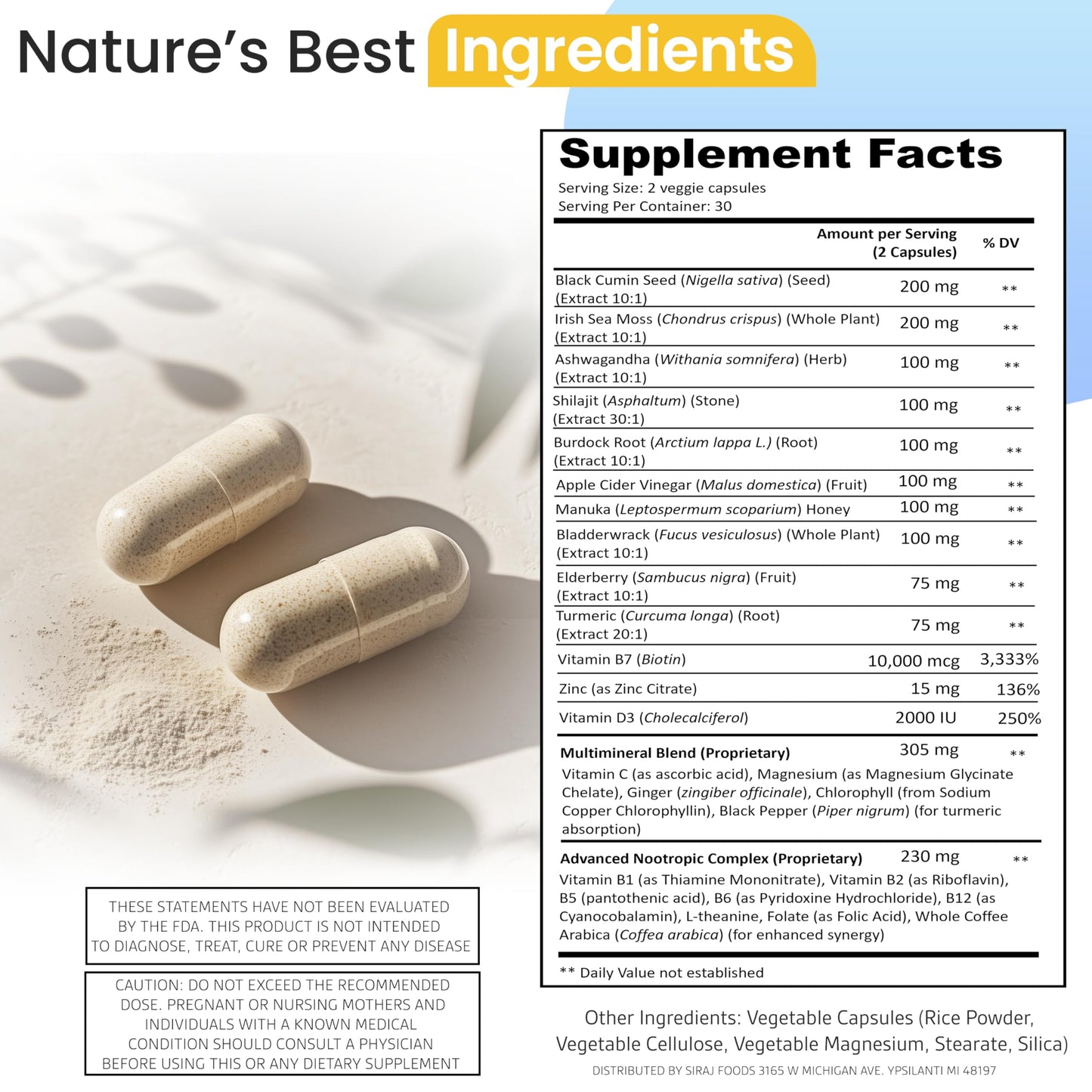 Siraj 18-in-1 Superfood Multivitamin Capsule, 60 Count