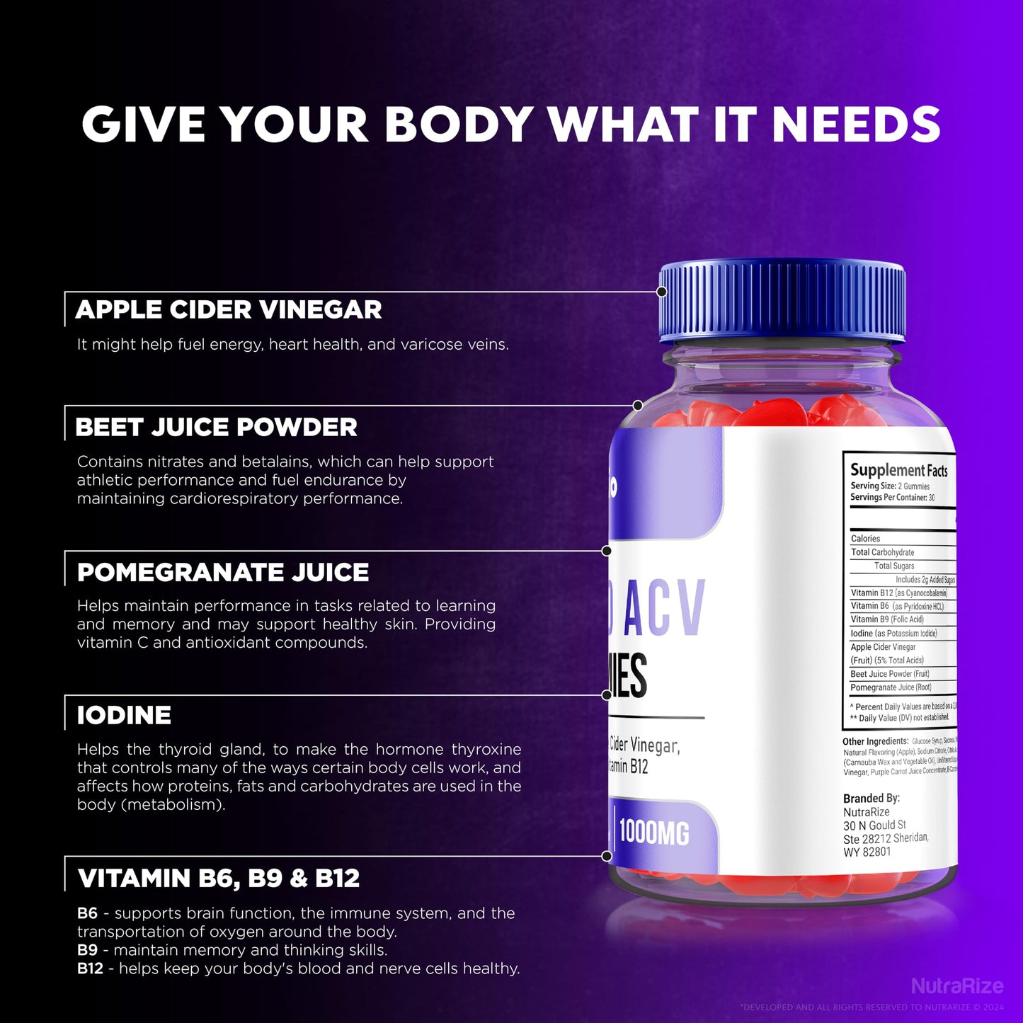 NutraRize MicroBio Keto ACV Gummies, 60 Gummies