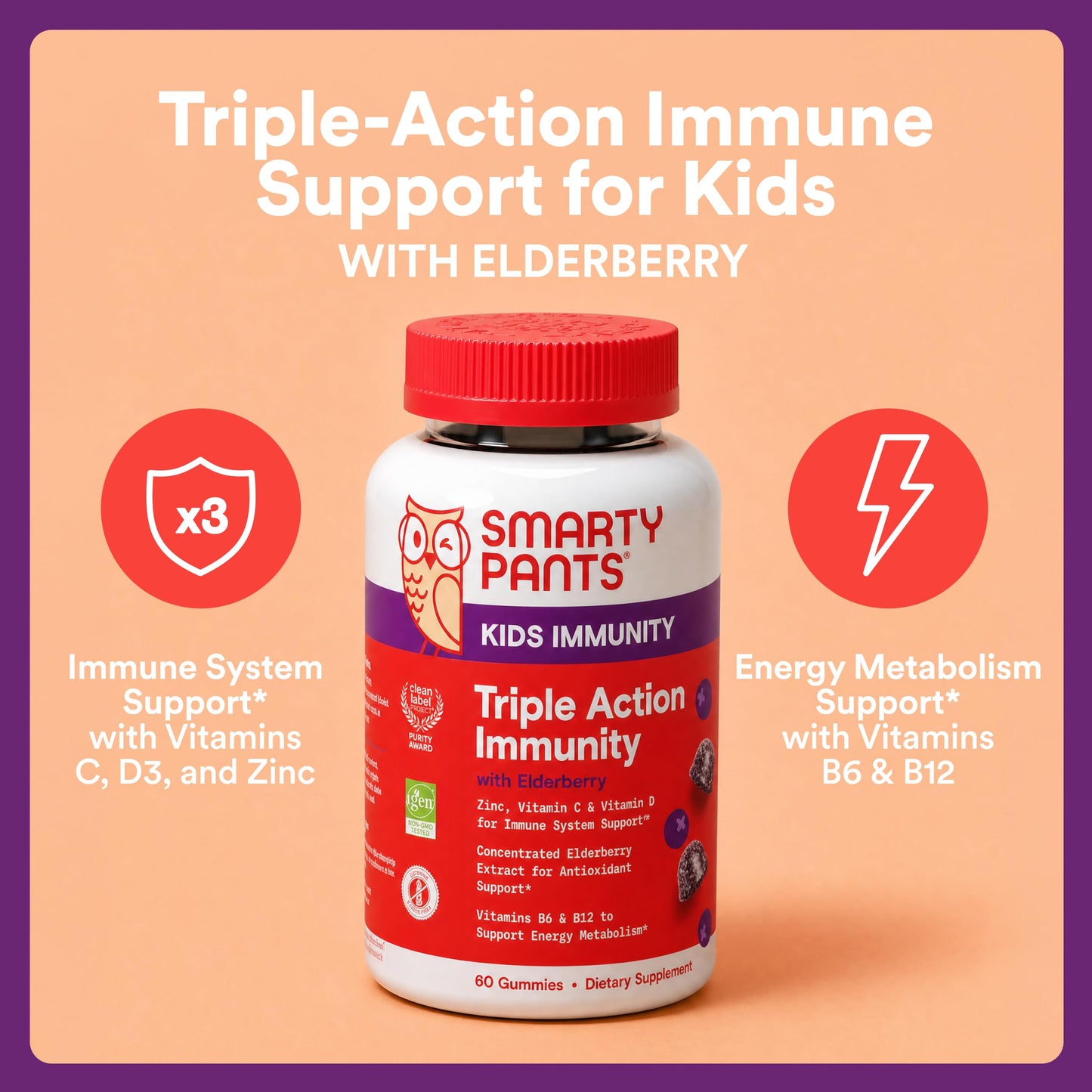 SmartyPants Kids Immunity Elderberry Gummies 1 Count