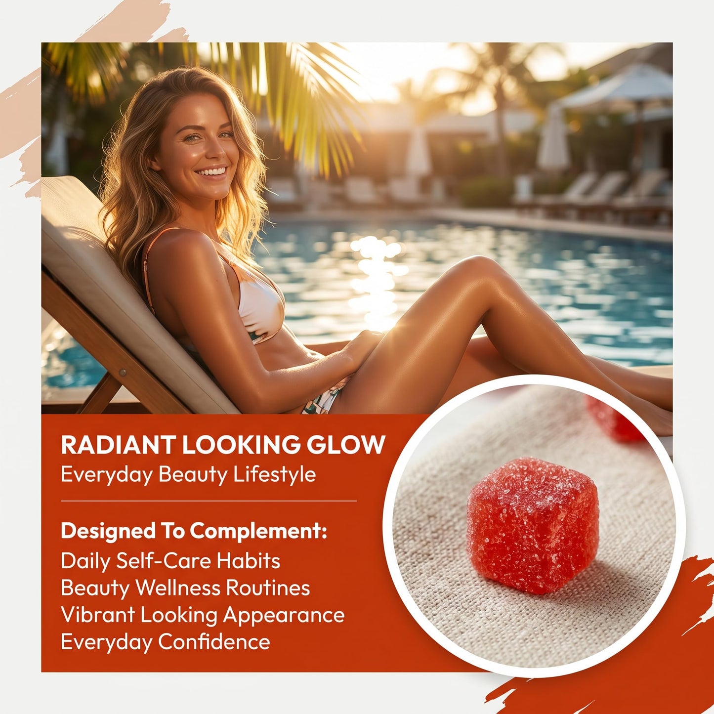 Jqewlg Lumivyx Tanning Gummies - Daily Beauty Gummies with Beta Carotene, L-Tyrosine, Astaxanthin & Lycopene, Watermelon Flavor, 60 Gummies