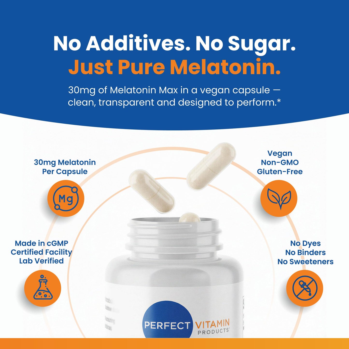 Perfect Vitamin Products Melatonin MAX 30mg Capsule, 60 Count