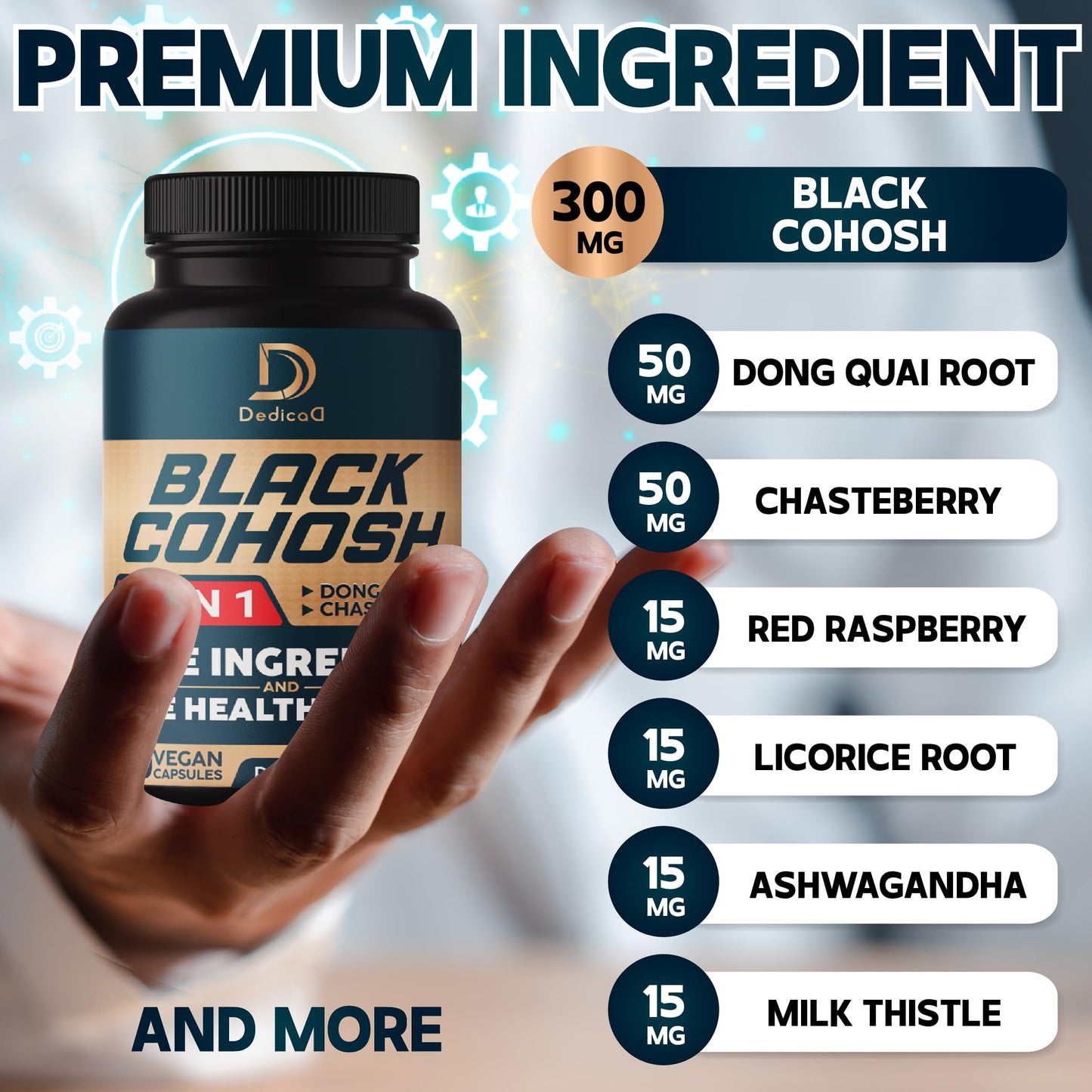 DEDICAD Black Cohosh Supplement Capsules, 90 Capsules