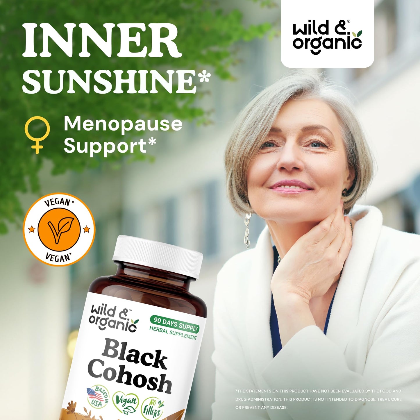 Wild & Organic Black Cohosh 540 mg Capsules, 90 Count