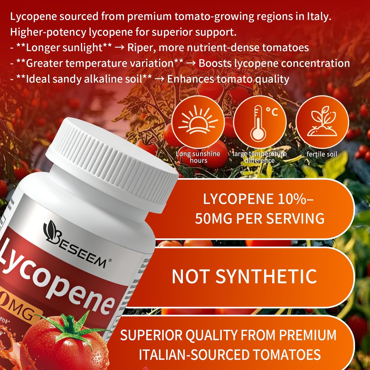 Beseem Lycopene Softgels with Saw Palmetto & Pumpkin Seed Oil – Prostate Health Support & Nutrient Complex with Zinc, Vitamin B6, B12, Copper, 60 Capsules