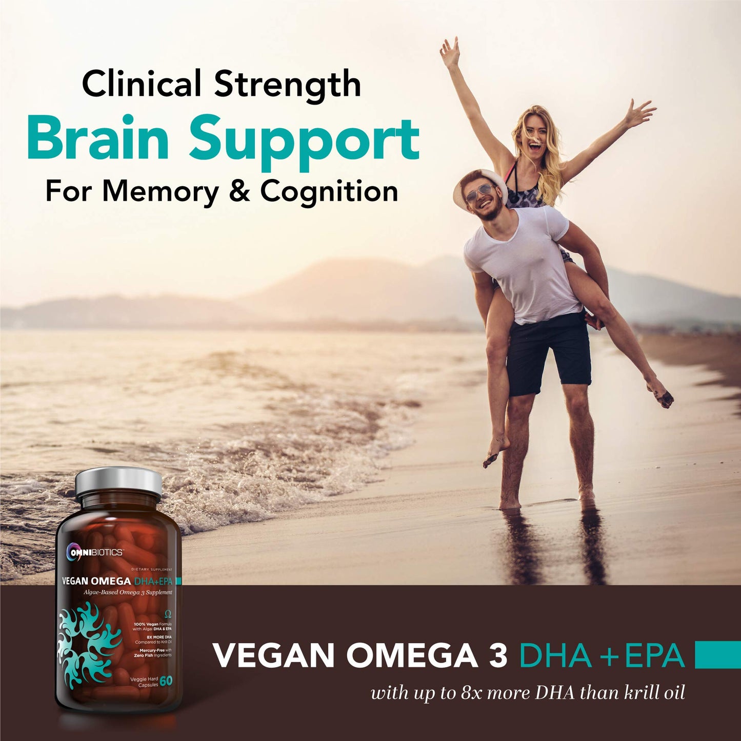 OmniBiotics Vegan Omega-3 DHA EPA Prenatal Supplement, 60 Capsules