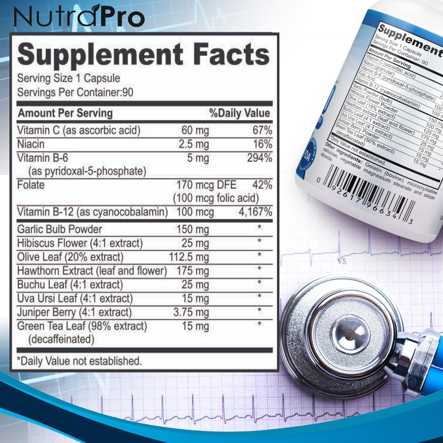 NutraPro Blood Pressure Supplements Capsules 90 Count