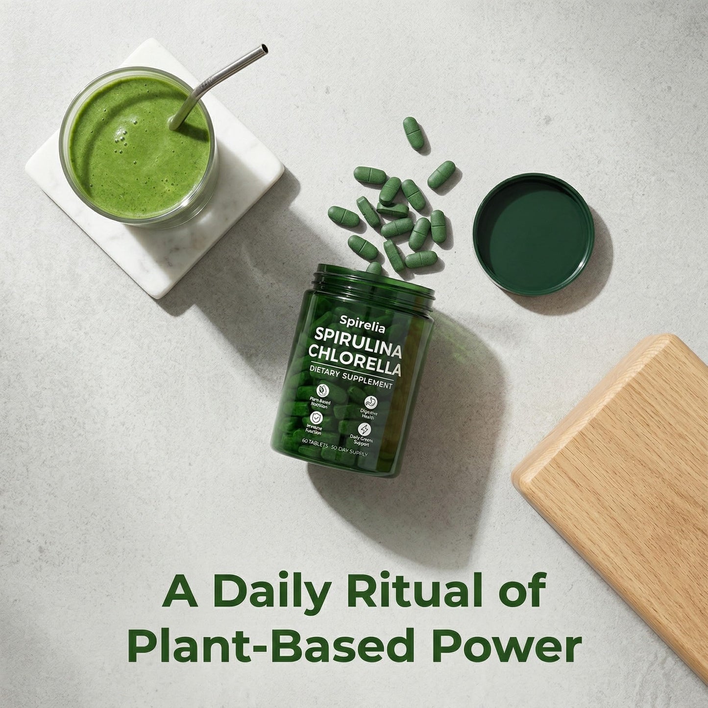 Bruiseweed Spirelia Spirulina & Chlorella Tablets, 60 Tablets