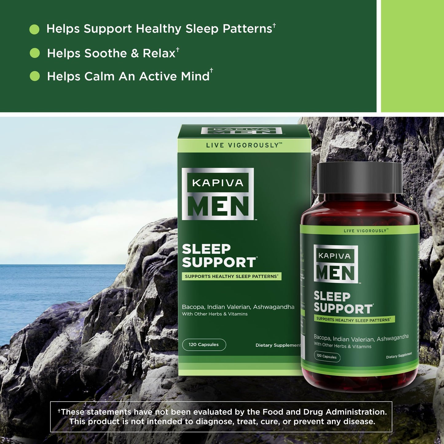 Kapiva Men's Sleep Support Supplement Capsules, 120 Count