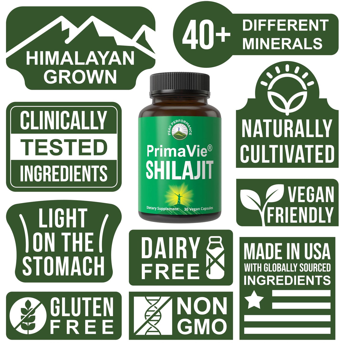 Peak Performance PrimaVie Purified Shilajit Capsules, 30 Count