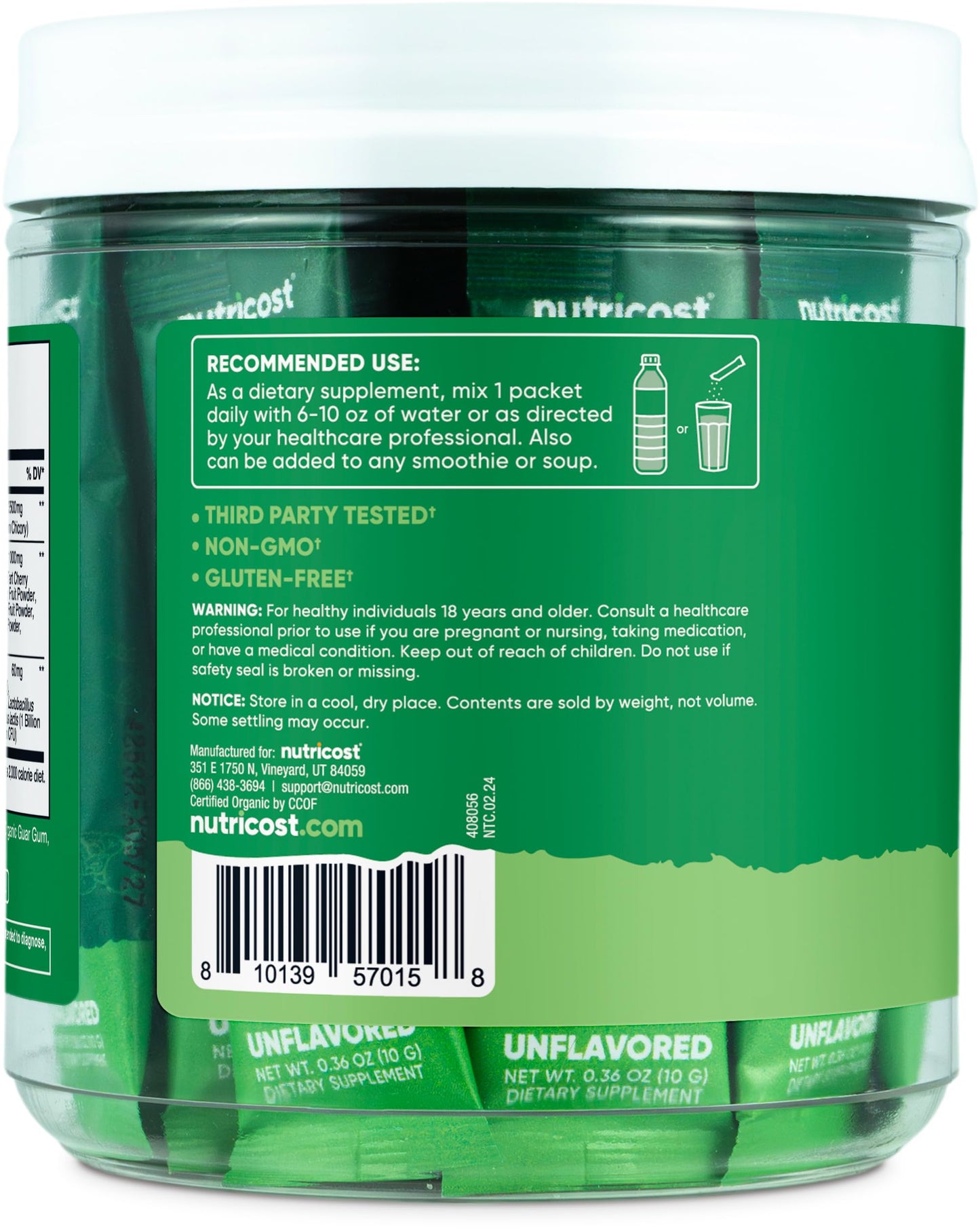 Nutricost Organic Super Greens (Unflavored) Powder 7.1 Ounce