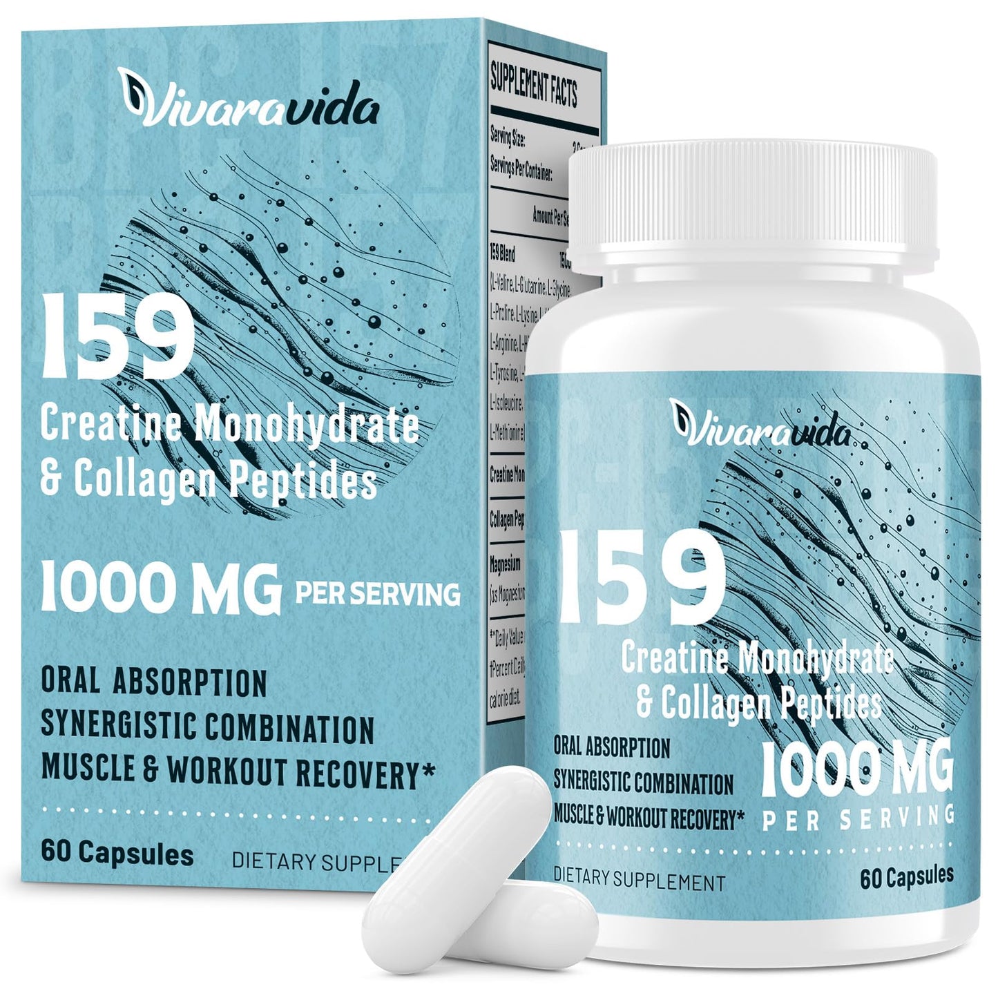 Vivaravida 1500mcg Peptide Formula – New BPC 159 Advanced Complex Collagen Amino Blend for Post-Workout Support, 60 Capsules